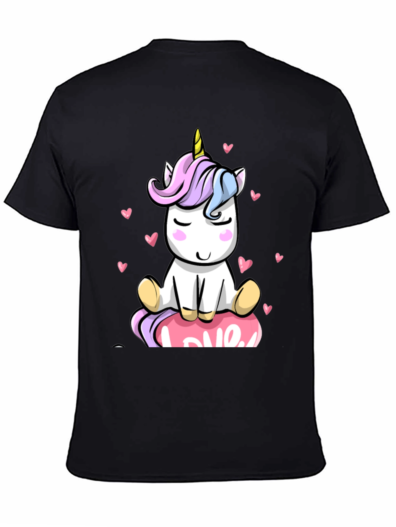Black Unicorn Love T-Shirt Cute Graphic Tee view 4