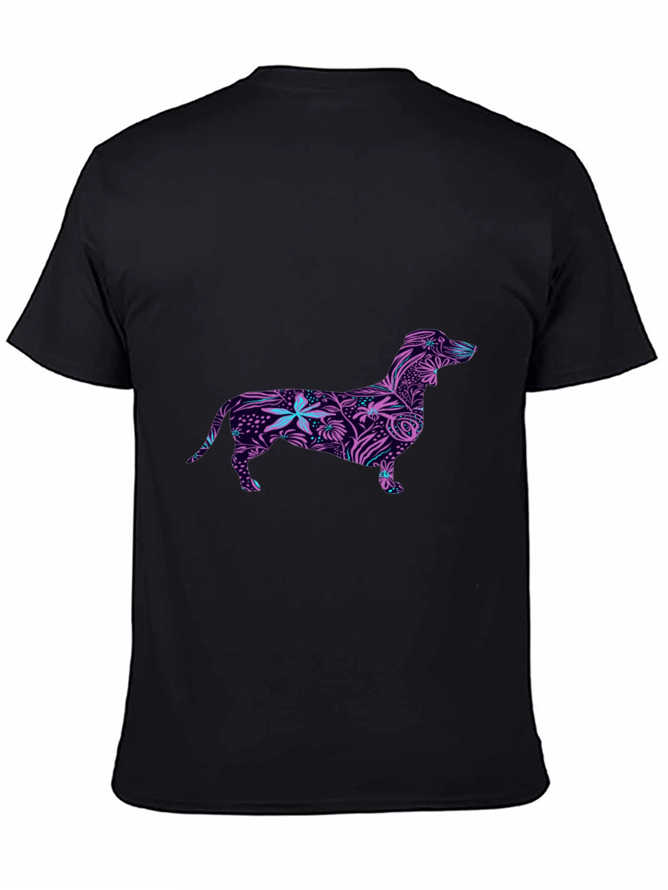 Black Dachshund Floral Print Black T-Shirt view 4