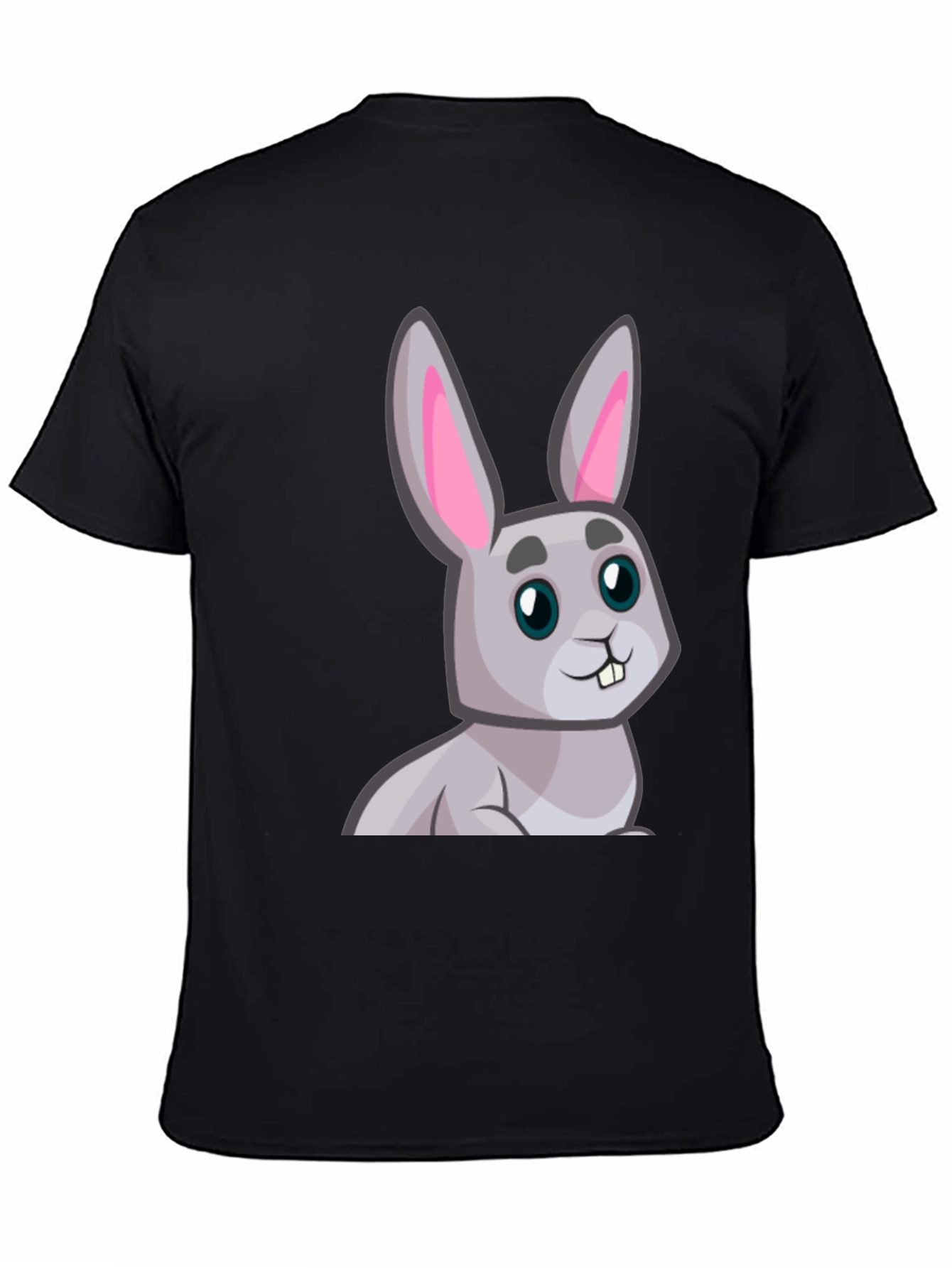 Black Cute Cartoon Rabbit Graphic T-Shirt view 4