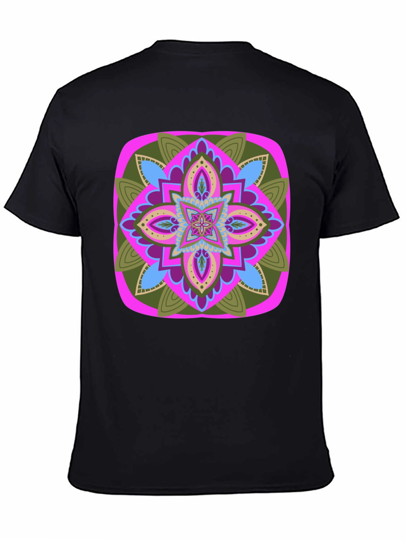 Black Geometric Mandala T-Shirt - Black Cotton Blend view 4