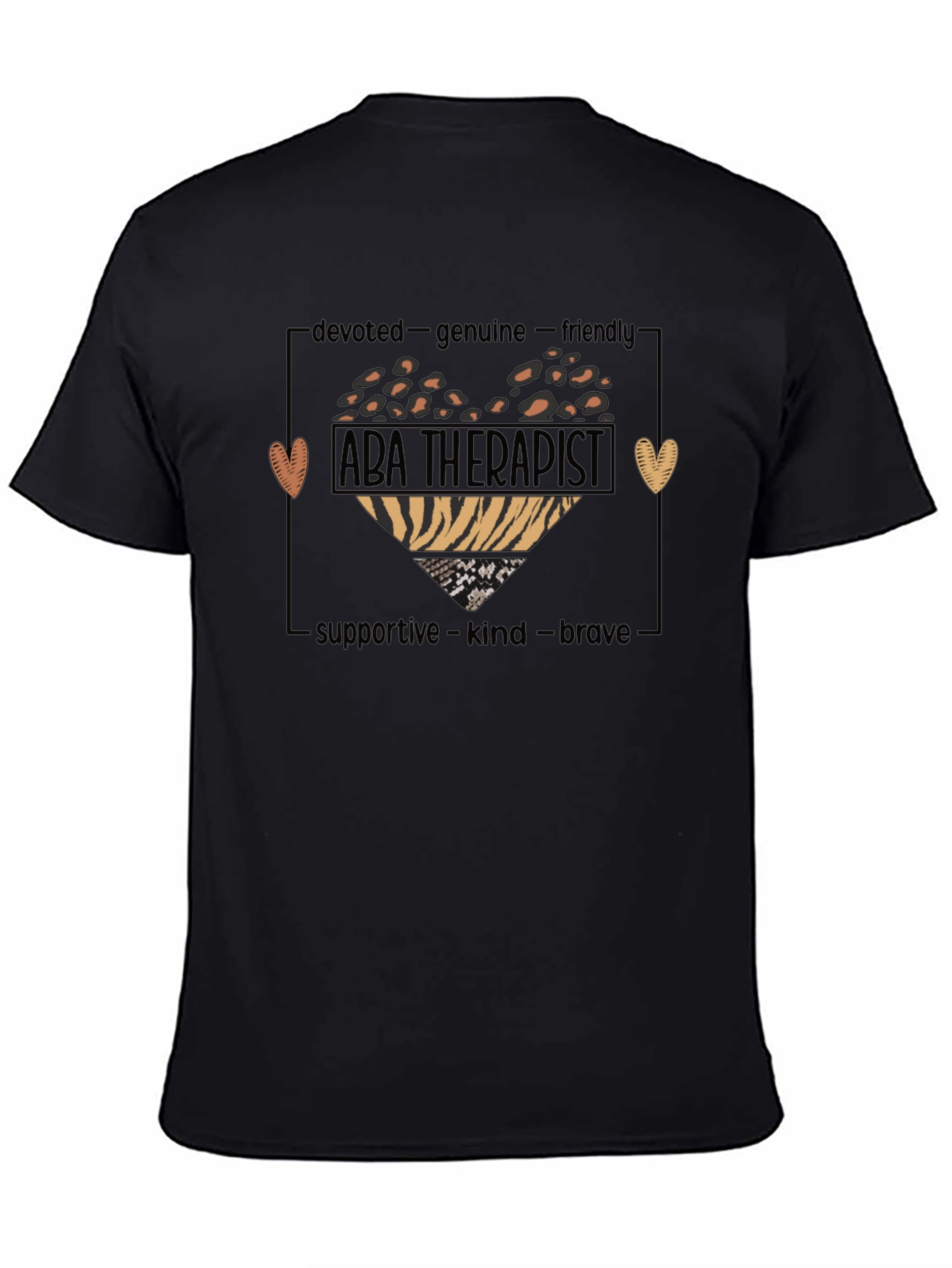 Black ABA Therapist Heart Graphic Tee view 4