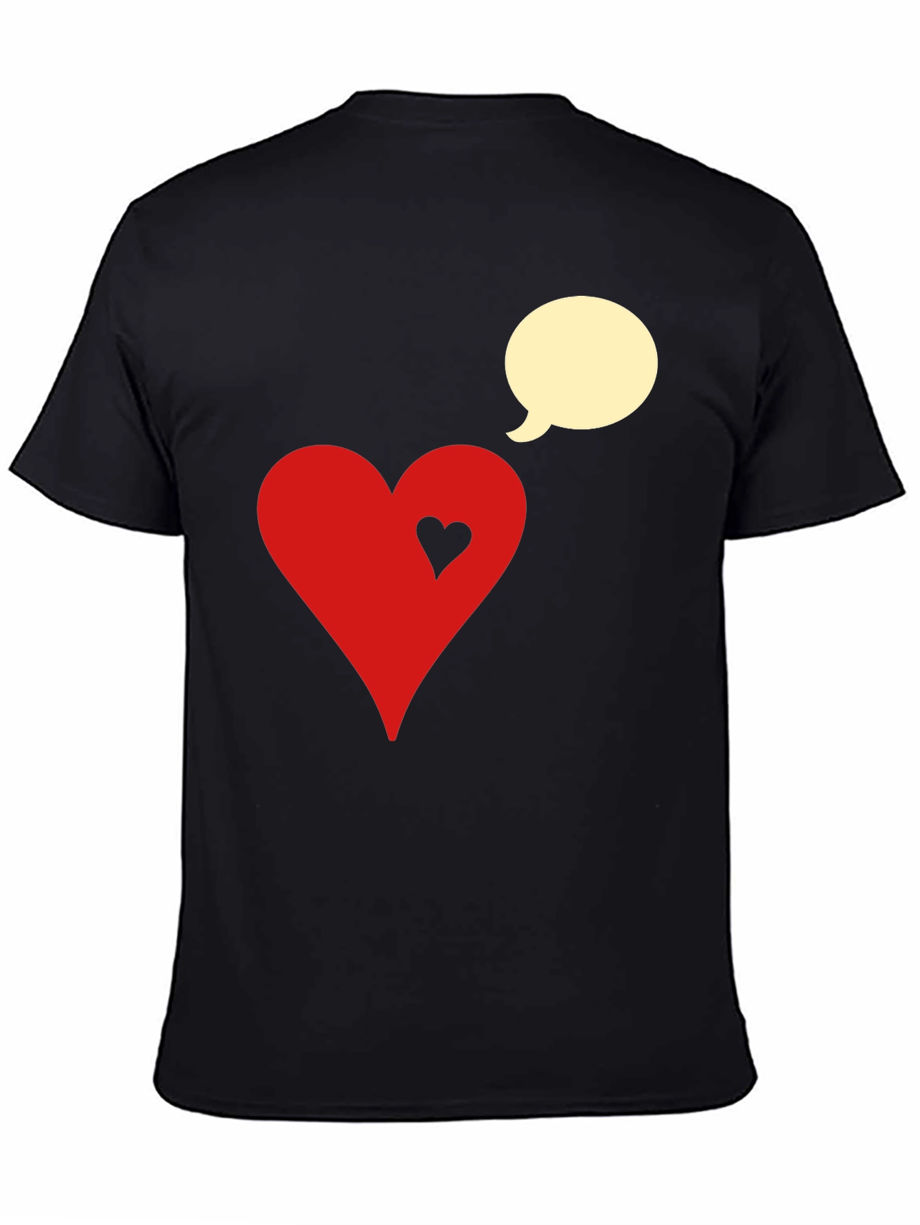 Black Heart & Bubble Graphic Tee - Black Cotton Blend view 4