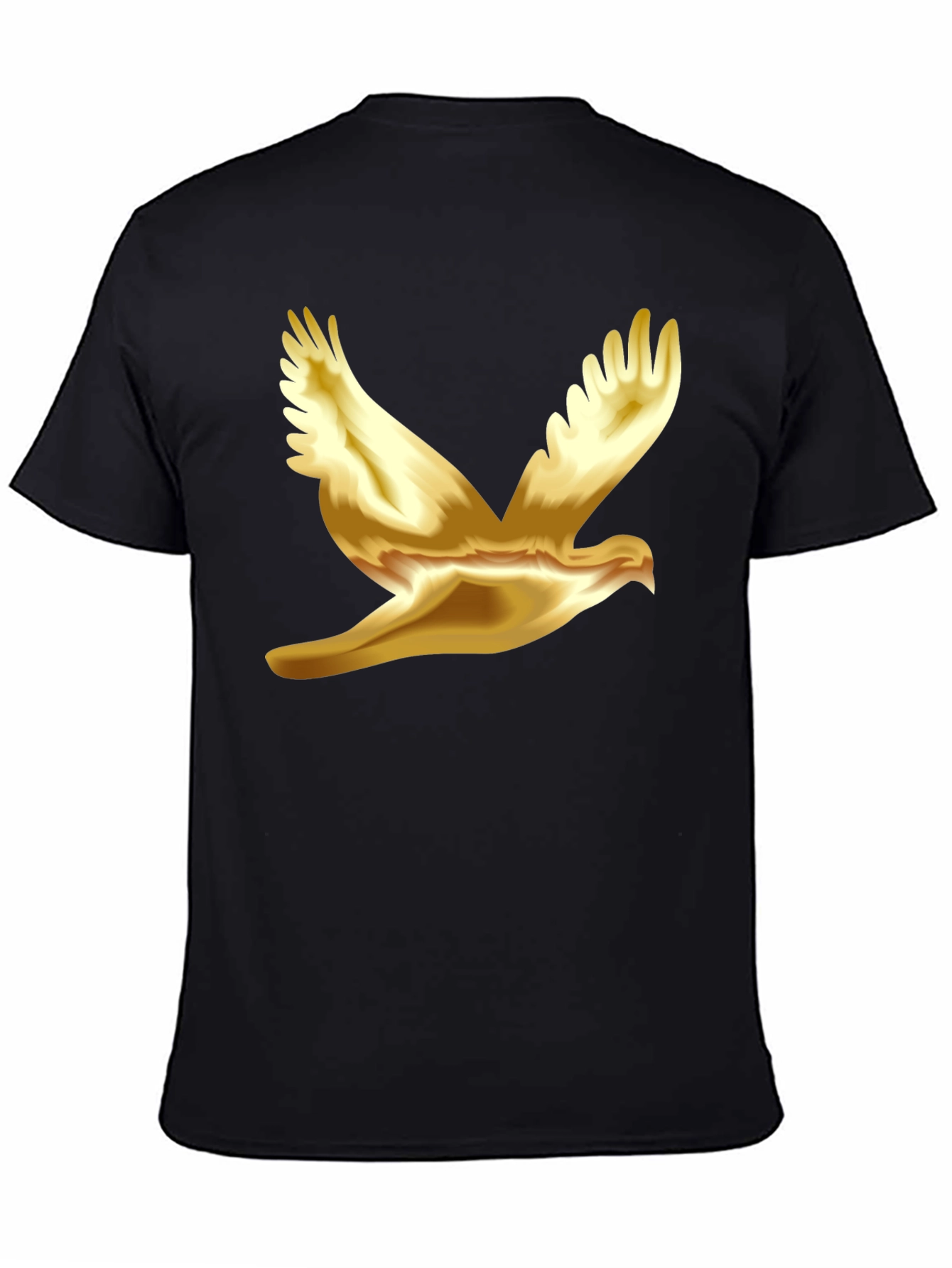 Black Golden Dove Graphic Black T-Shirt view 4