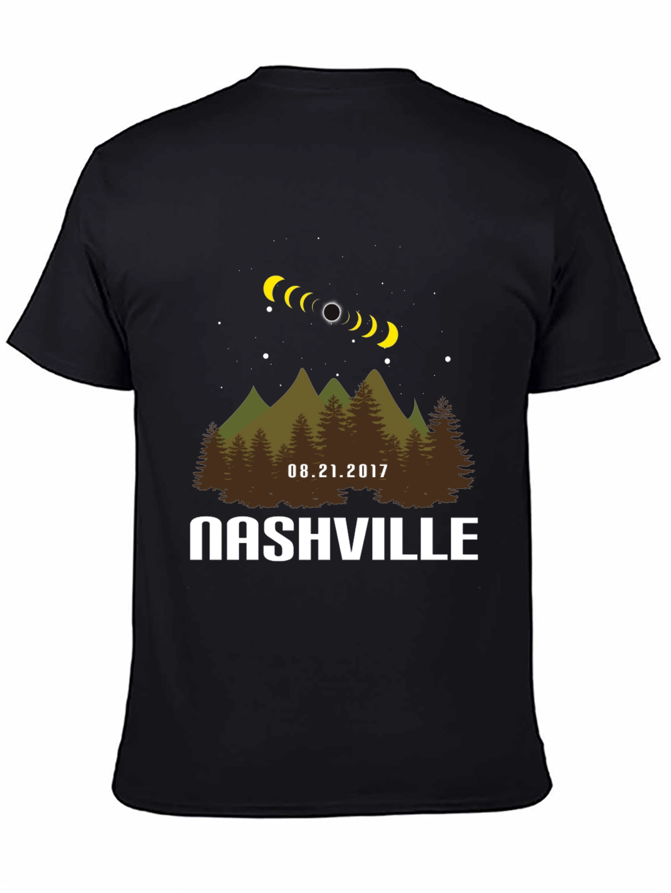 Black Nashville Eclipse T-Shirt: Total Solar Eclipse Souvenir view 4