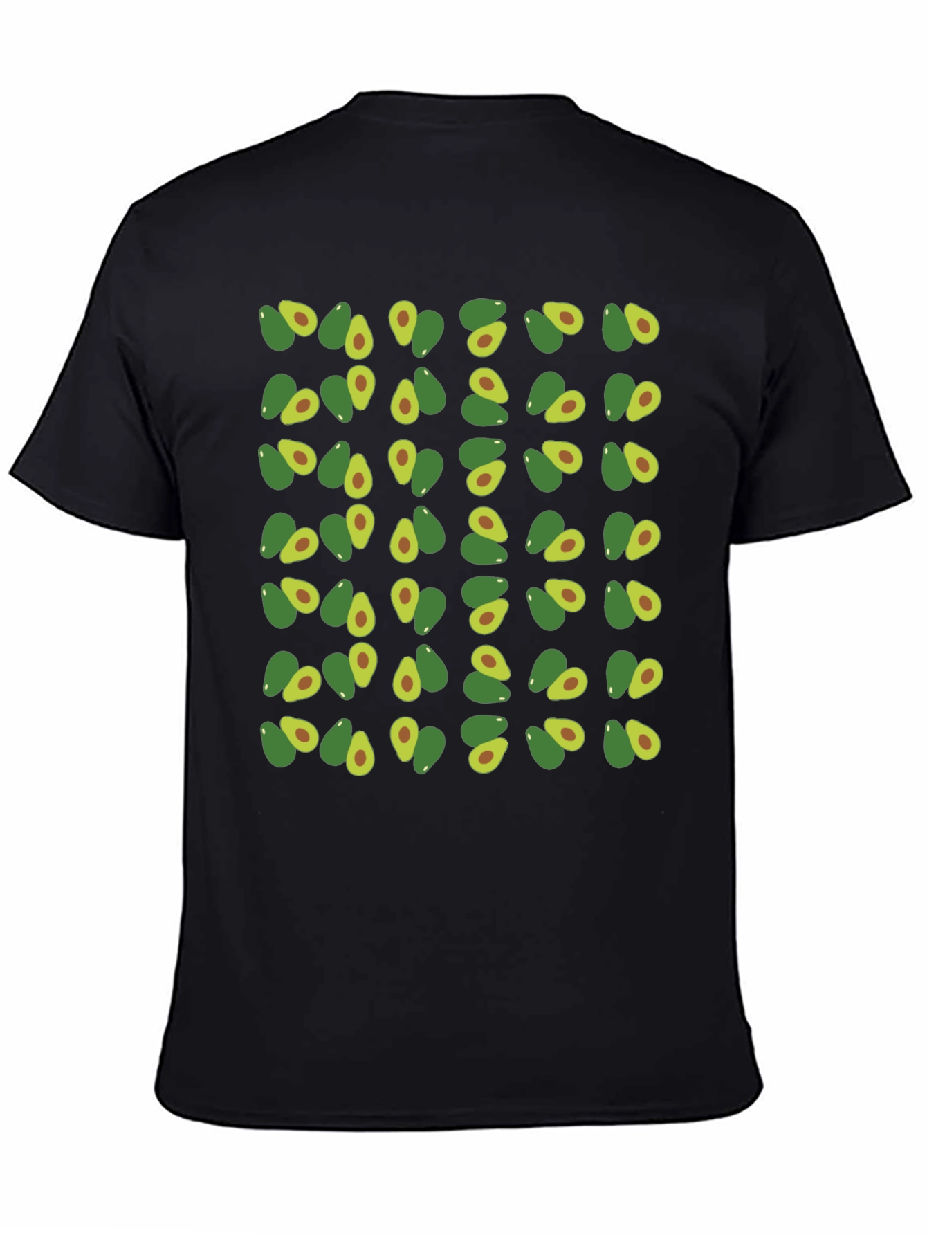 Black Avocado Pattern T-Shirt - Trendy & Comfortable view 4