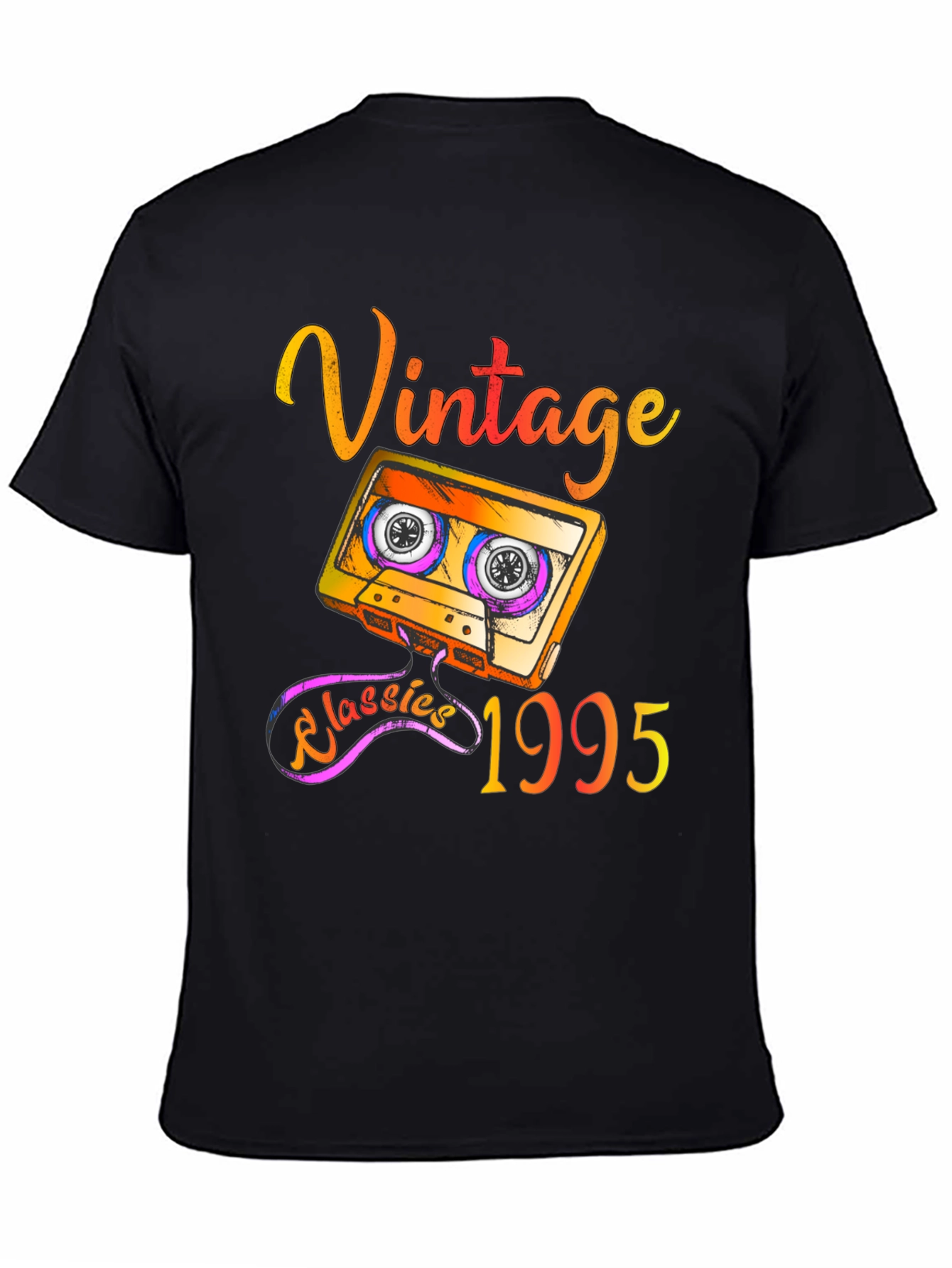 Black Vintage 1995 Cassette Tape T-Shirt - Retro Classics view 4