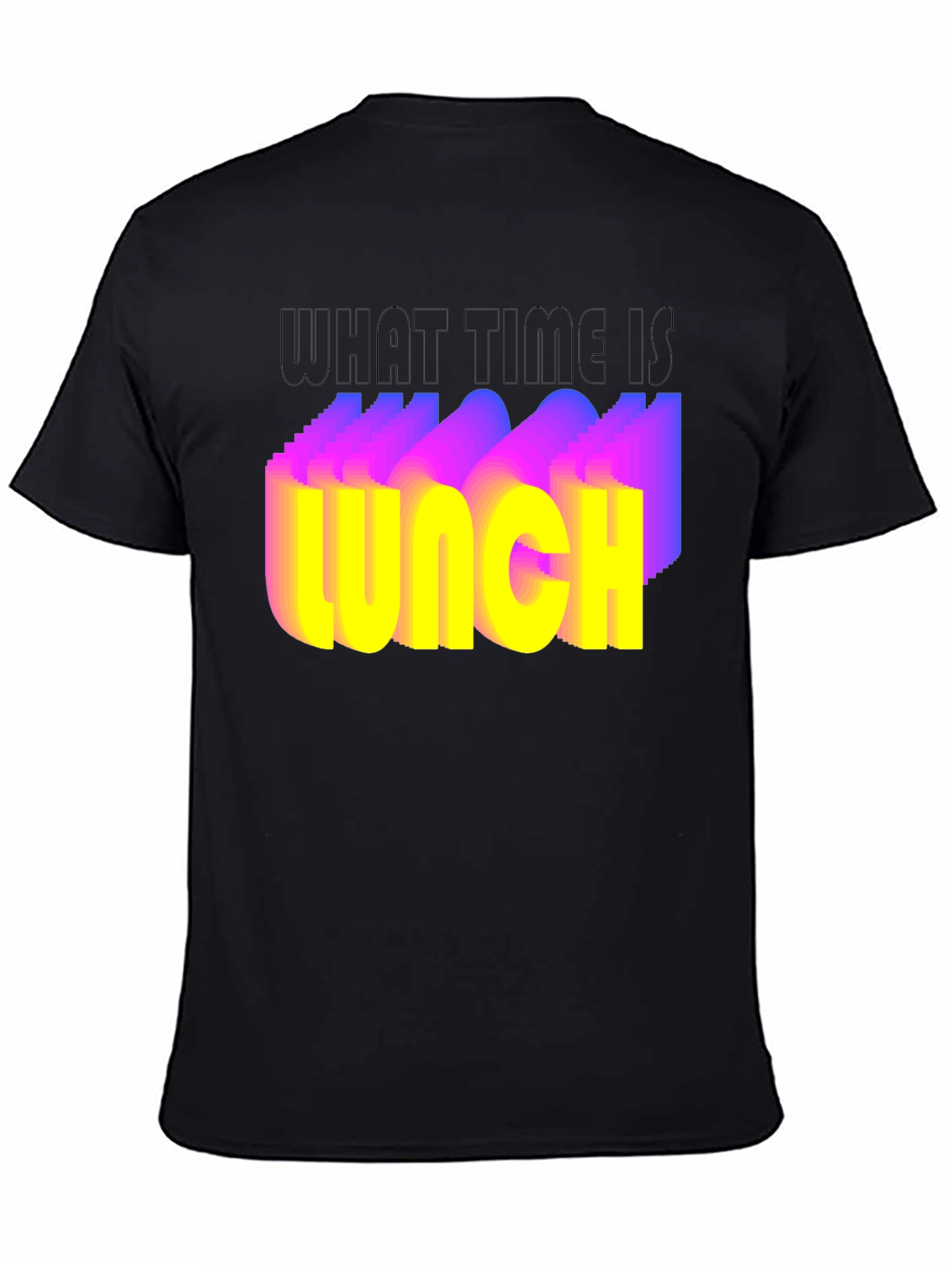 Black What Time Is Lunch T-Shirt - Funny Foodie Tee view 4