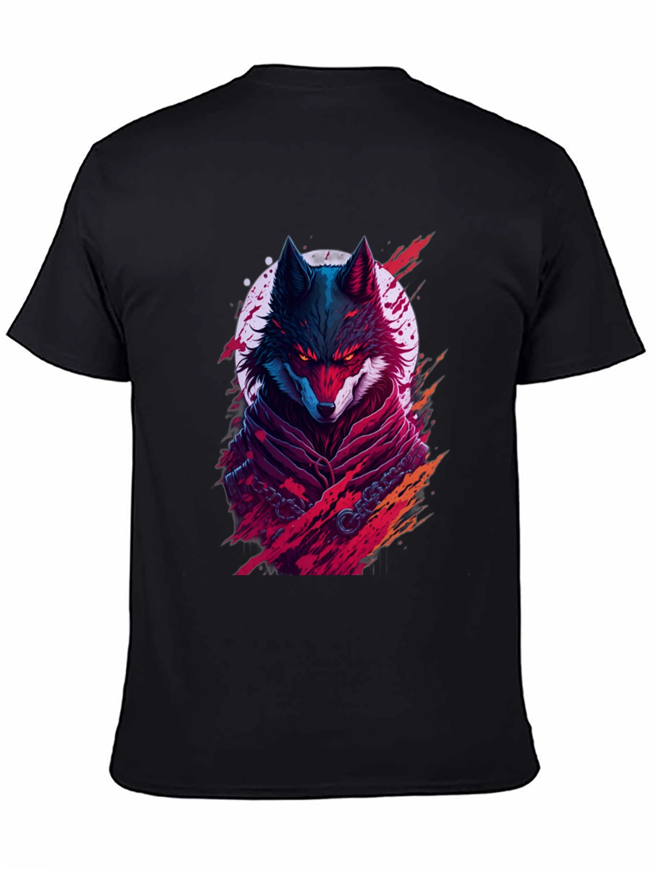 Black Crimson Wolf Graphic Tee - Men's Black T-Shirt view 4