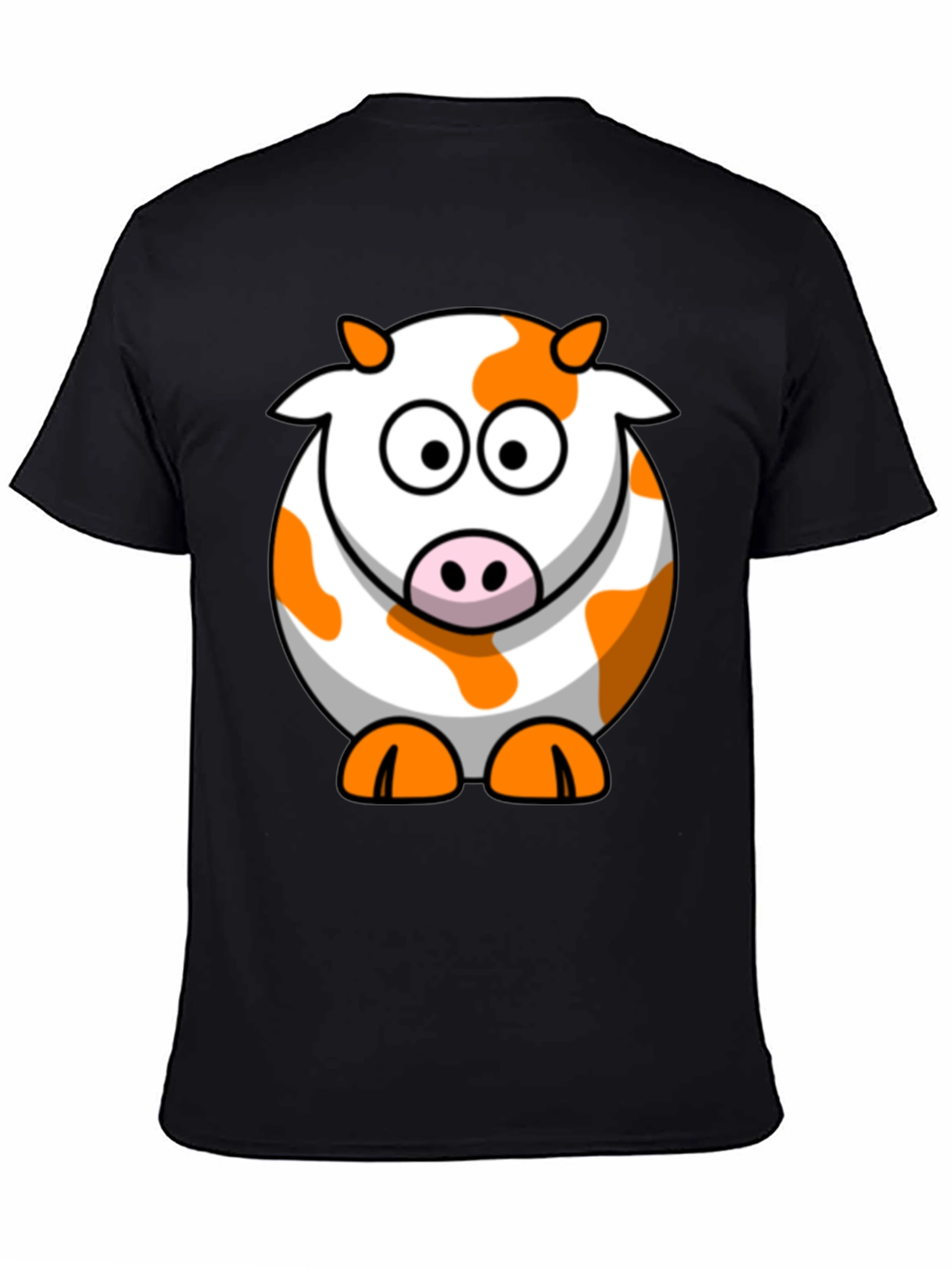 Black Cute Cartoon Cow Graphic Black T-Shirt view 4
