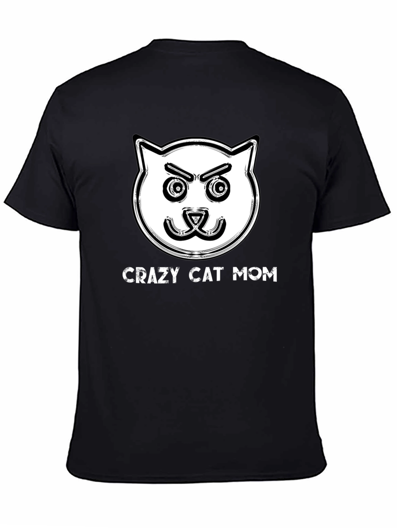 Black Crazy Cat Mom Graphic T-Shirt view 4