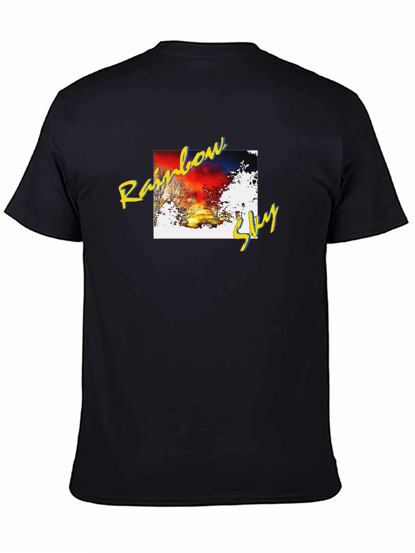 Black Rainbow Sky Graphic Black Tee view 4