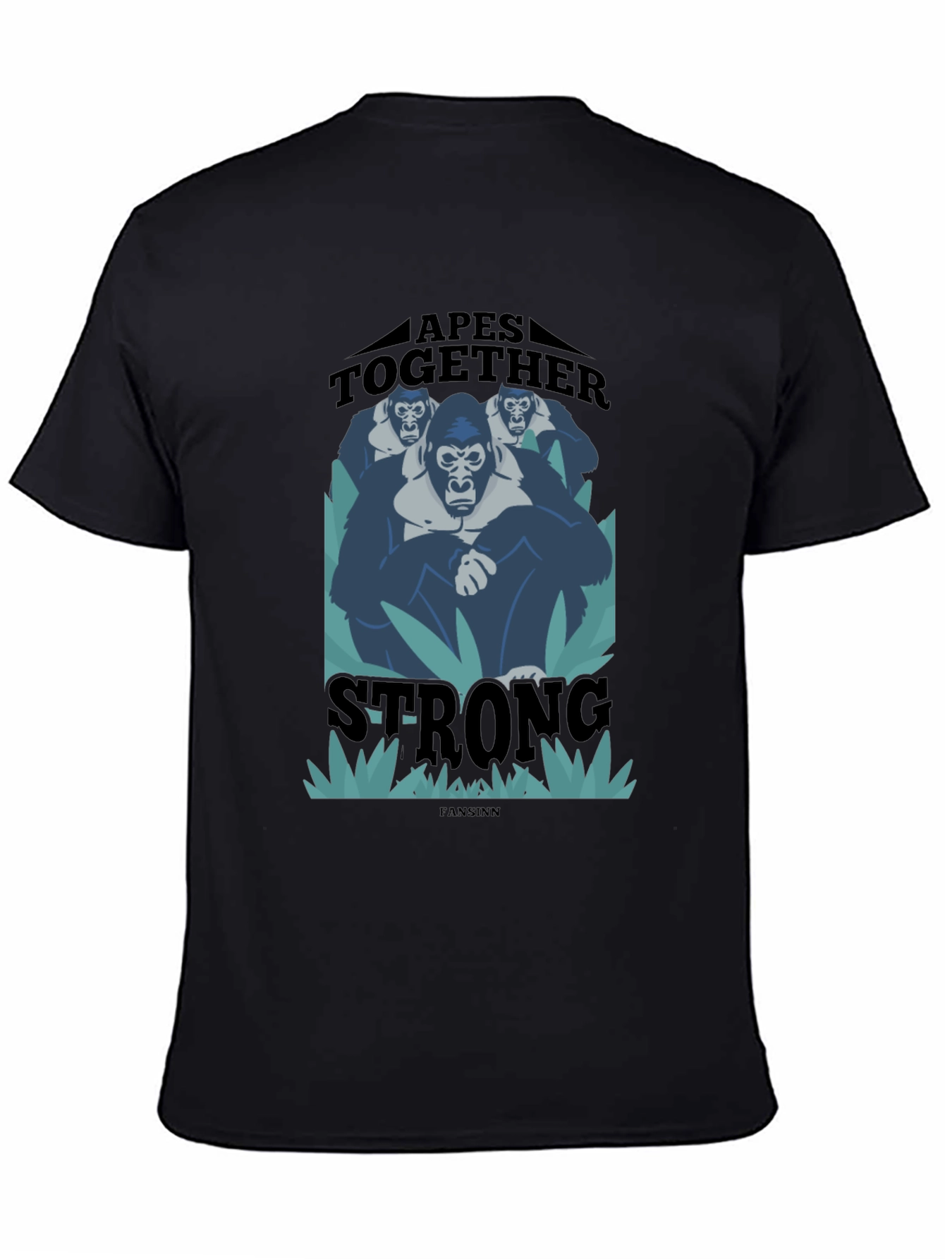 Black Apes Together Strong Graphic Tee - Black Cotton Blend T-Shirt view 4