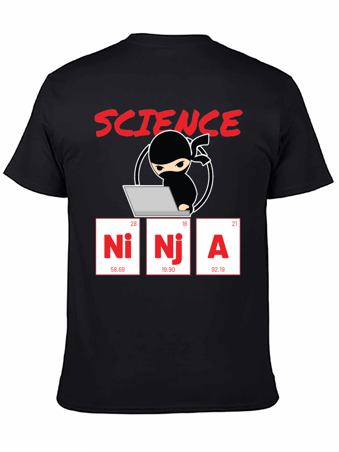 Black Science Ninja Graphic T-Shirt - Geeky Humor Tee view 4