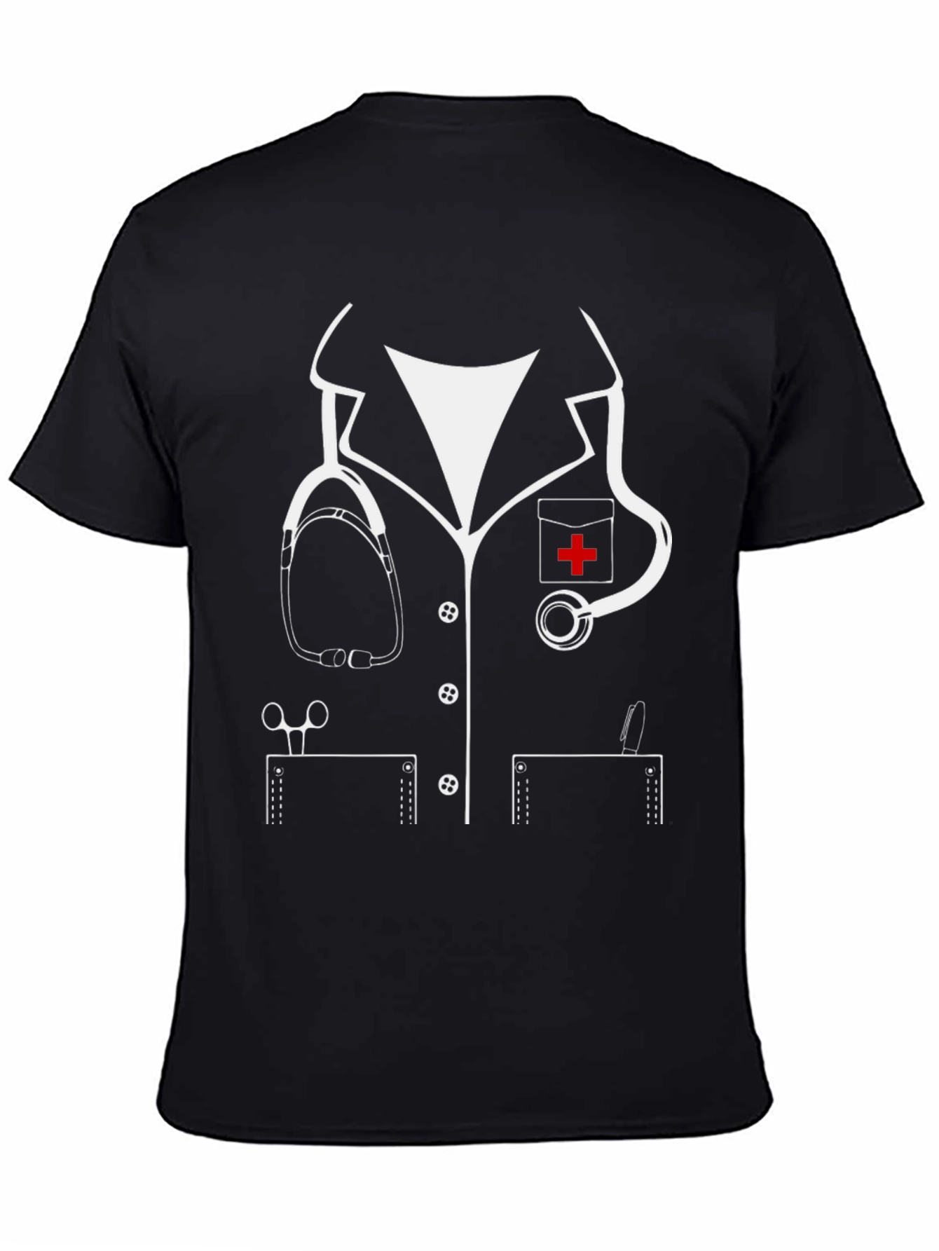 Black Nurse Costume T-Shirt - Novelty Doctor Outfit Tee view 4