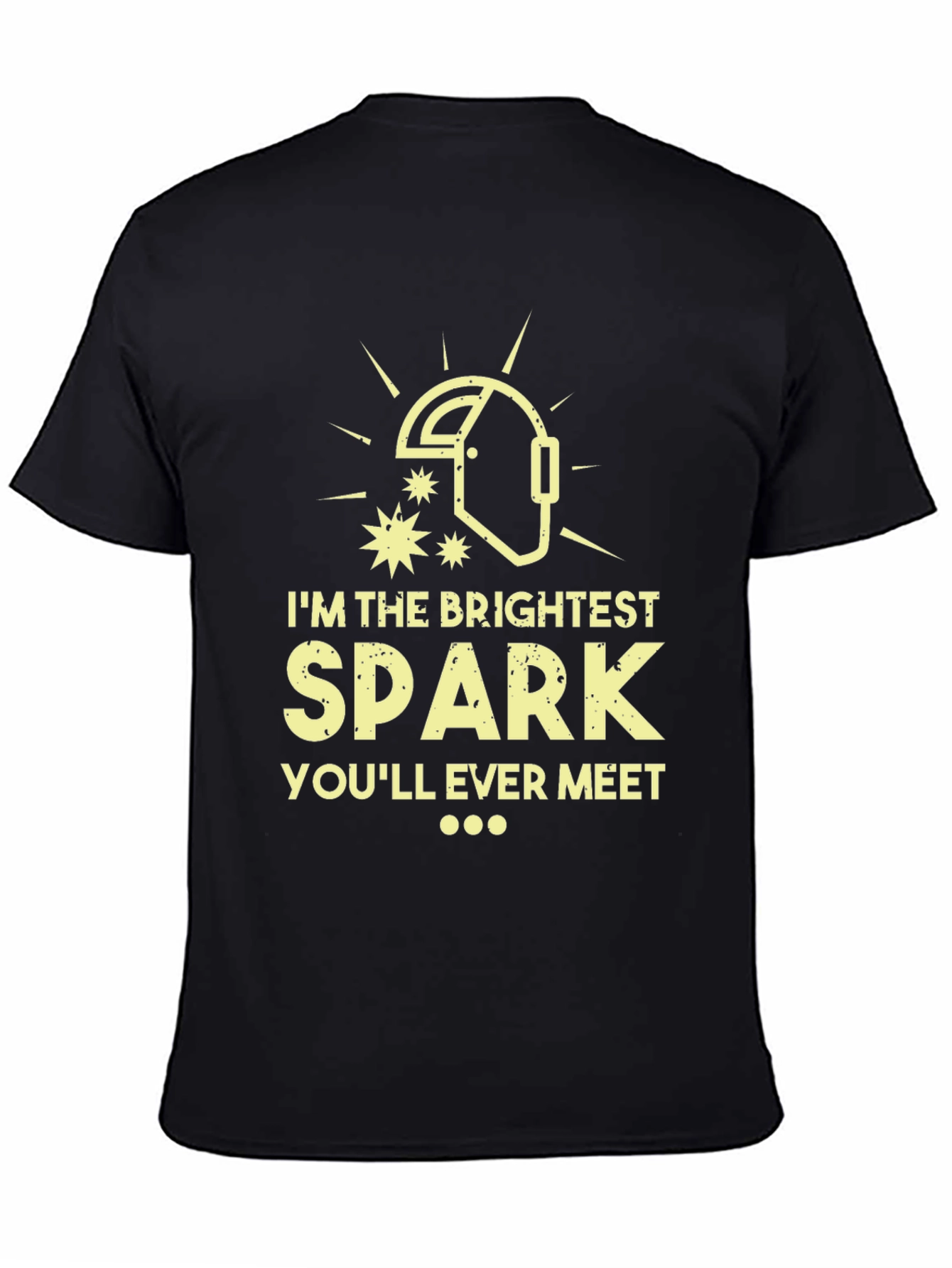 Black Brightest Spark Welder Humor T-Shirt view 4