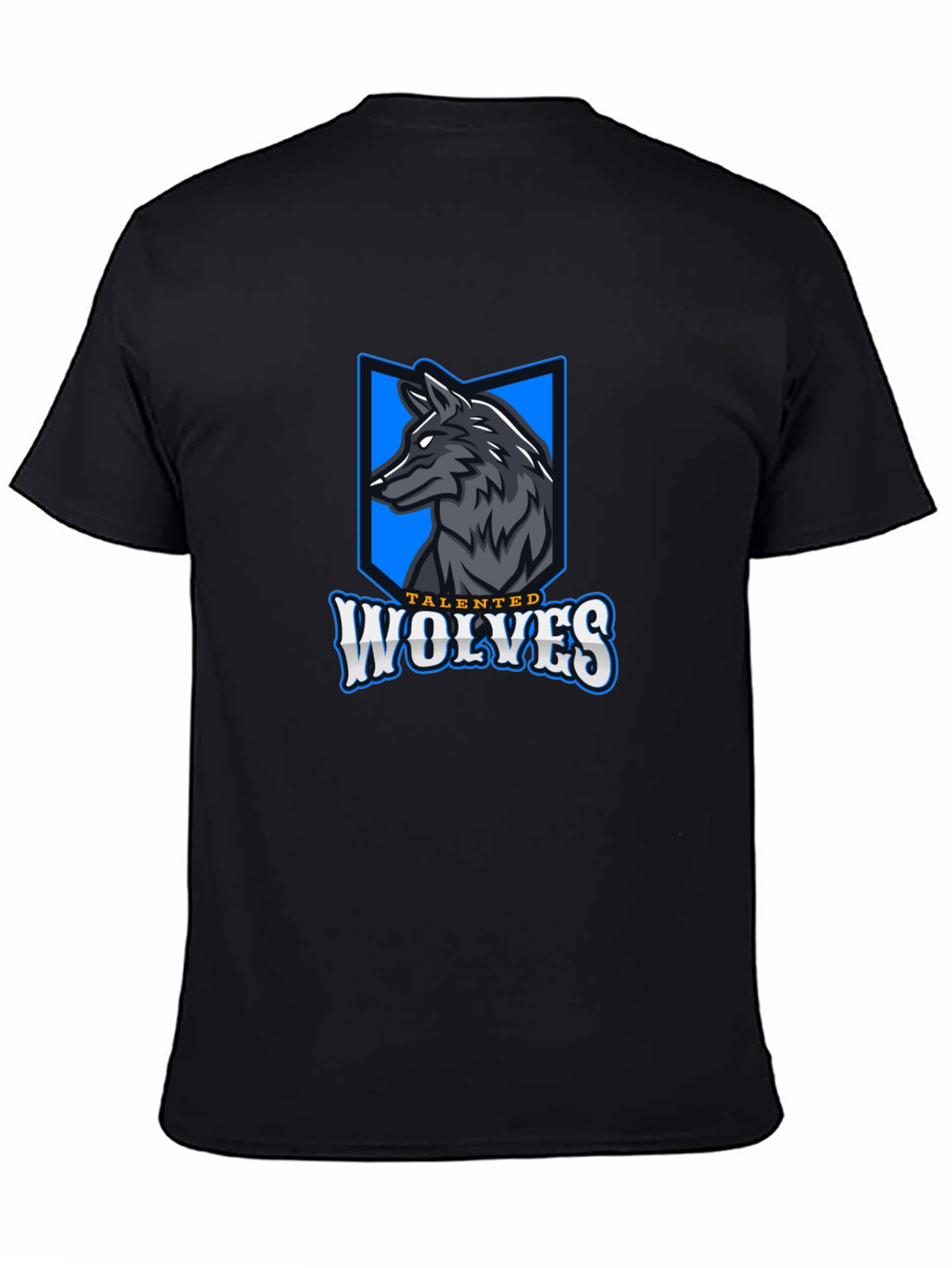 Black Talented Wolves Graphic Print Black T-Shirt view 4