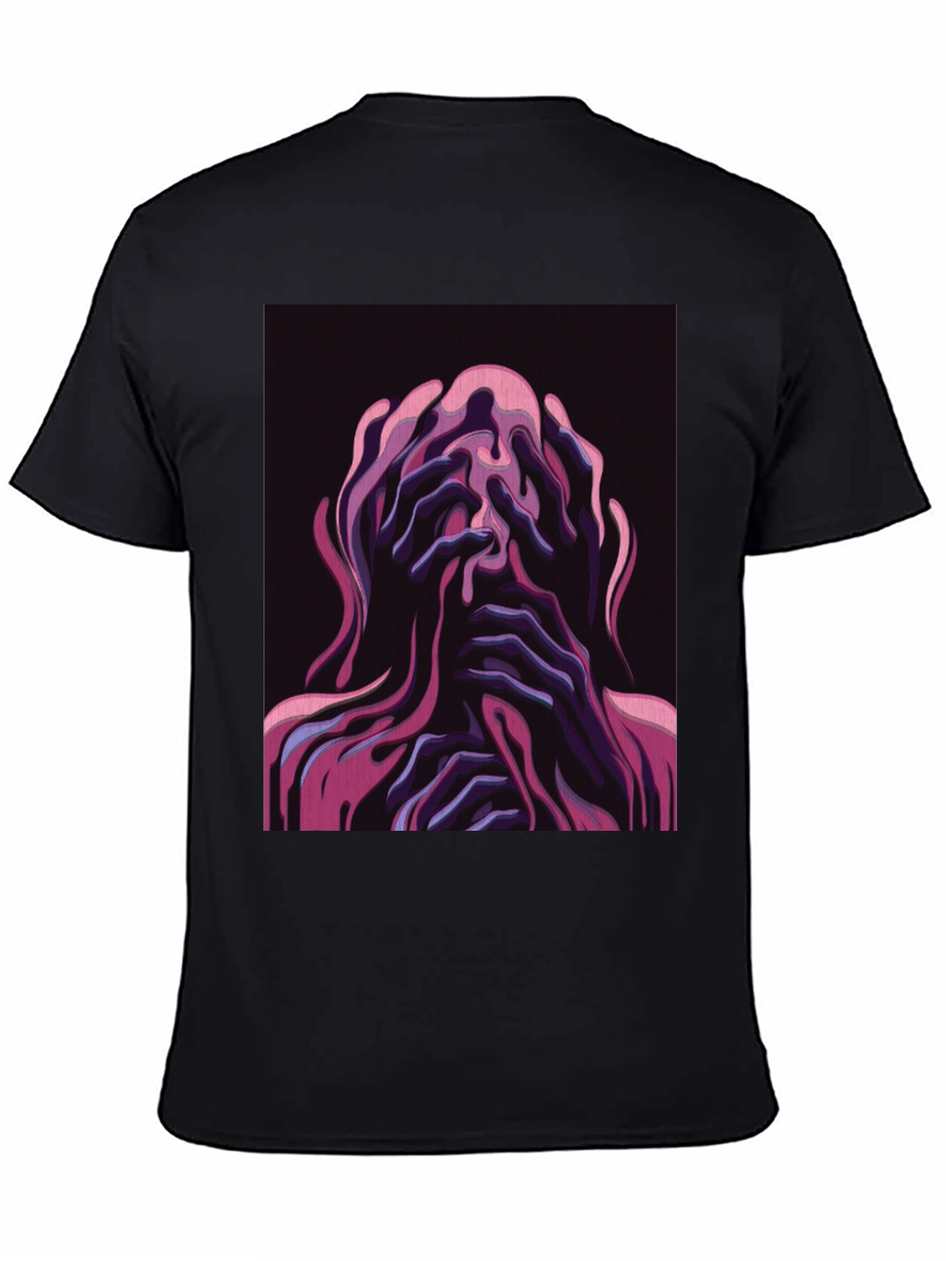 Black Distorted Psychedelic Graphic Tee - Stylish Unisex T-Shirt view 4