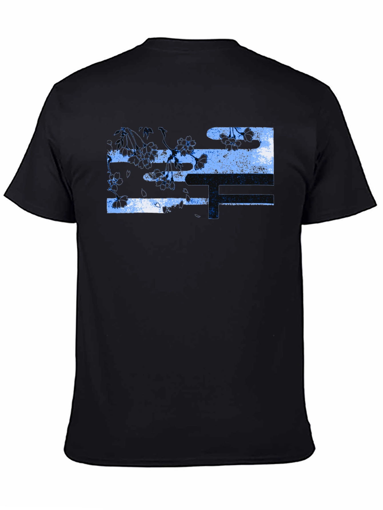 Black Black T-Shirt with Abstract Floral Design view 4