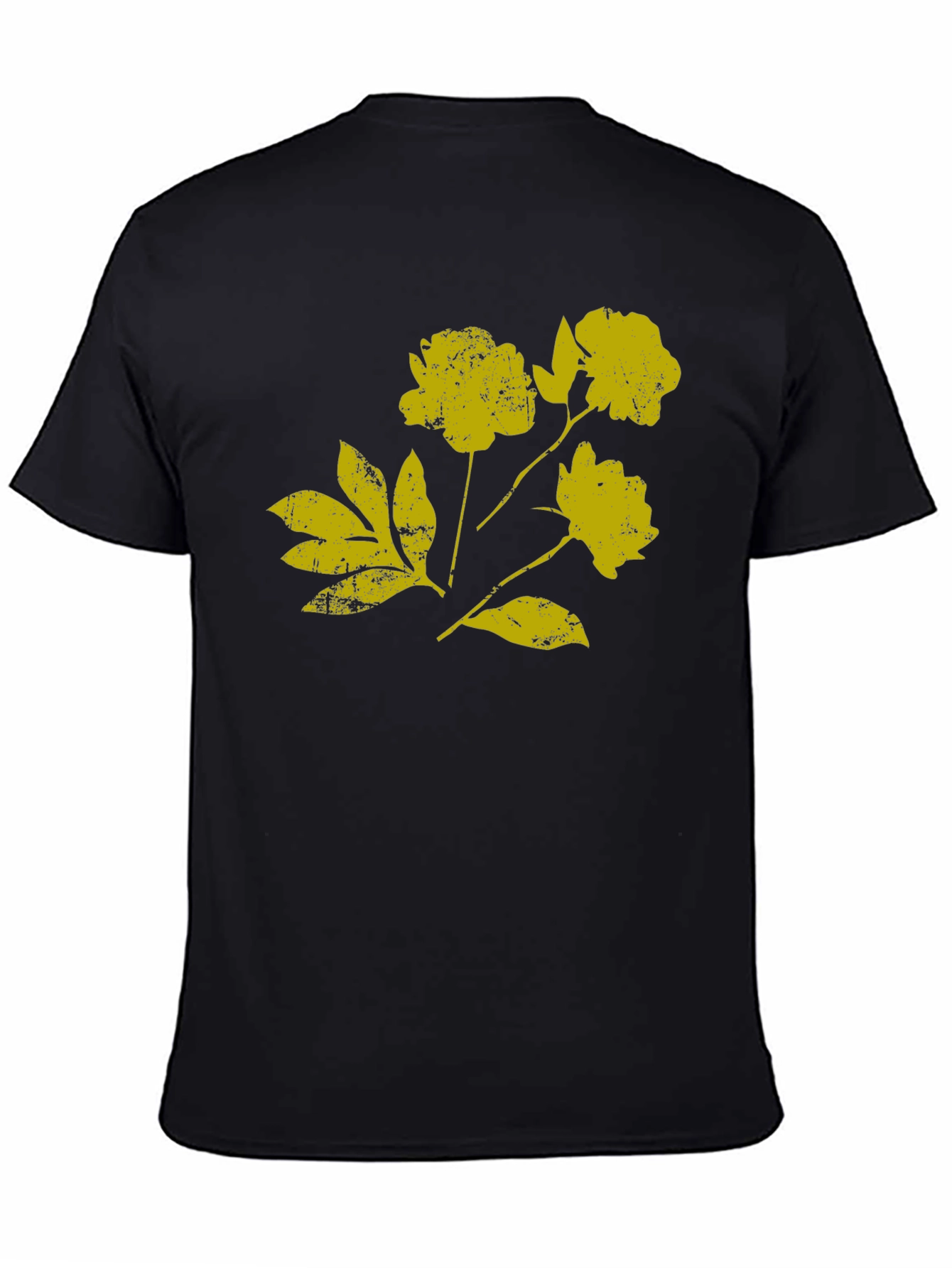 Black Black T-Shirt with Distressed Floral Graphic view 4