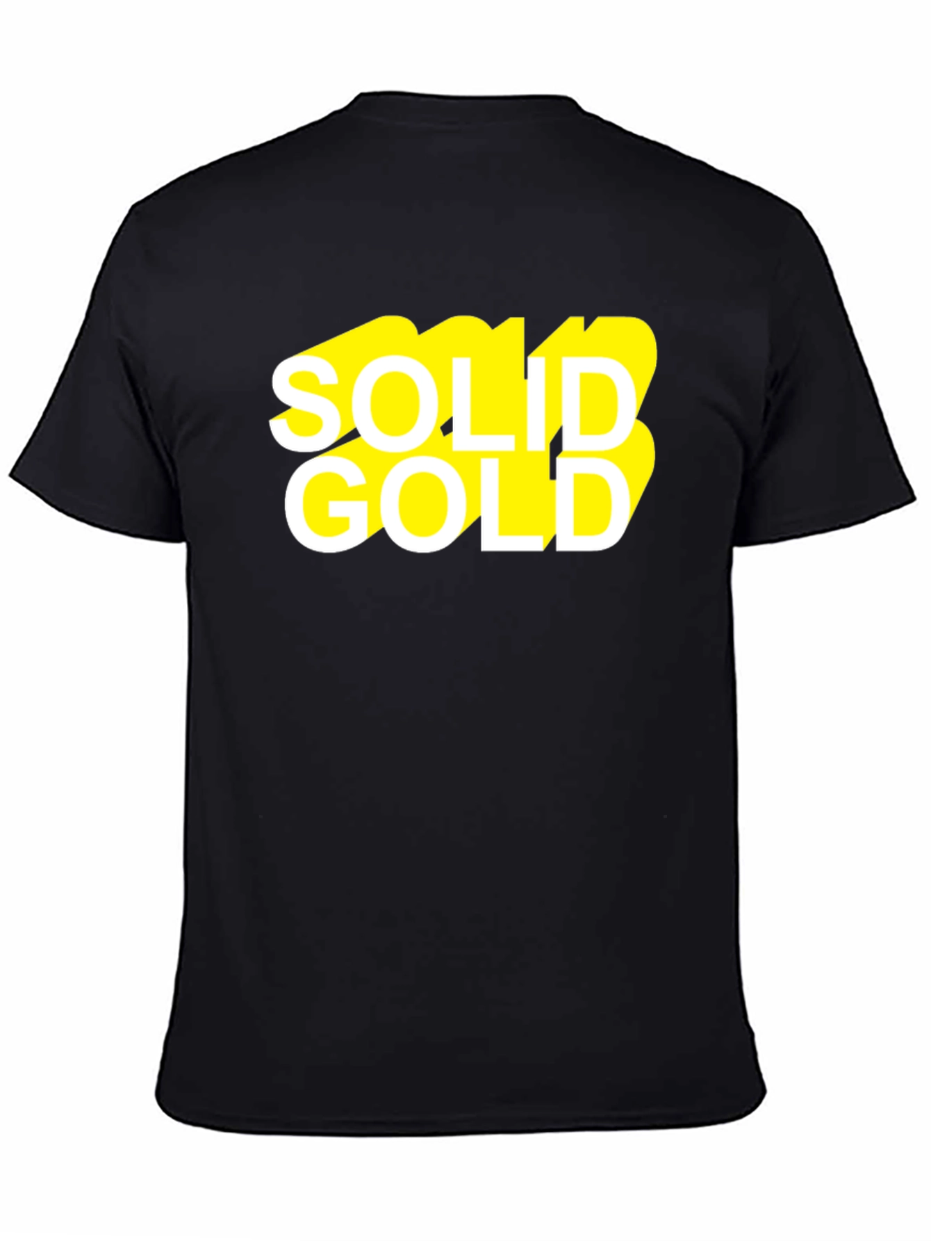 Black Solid Gold Graphic Black T-Shirt view 4