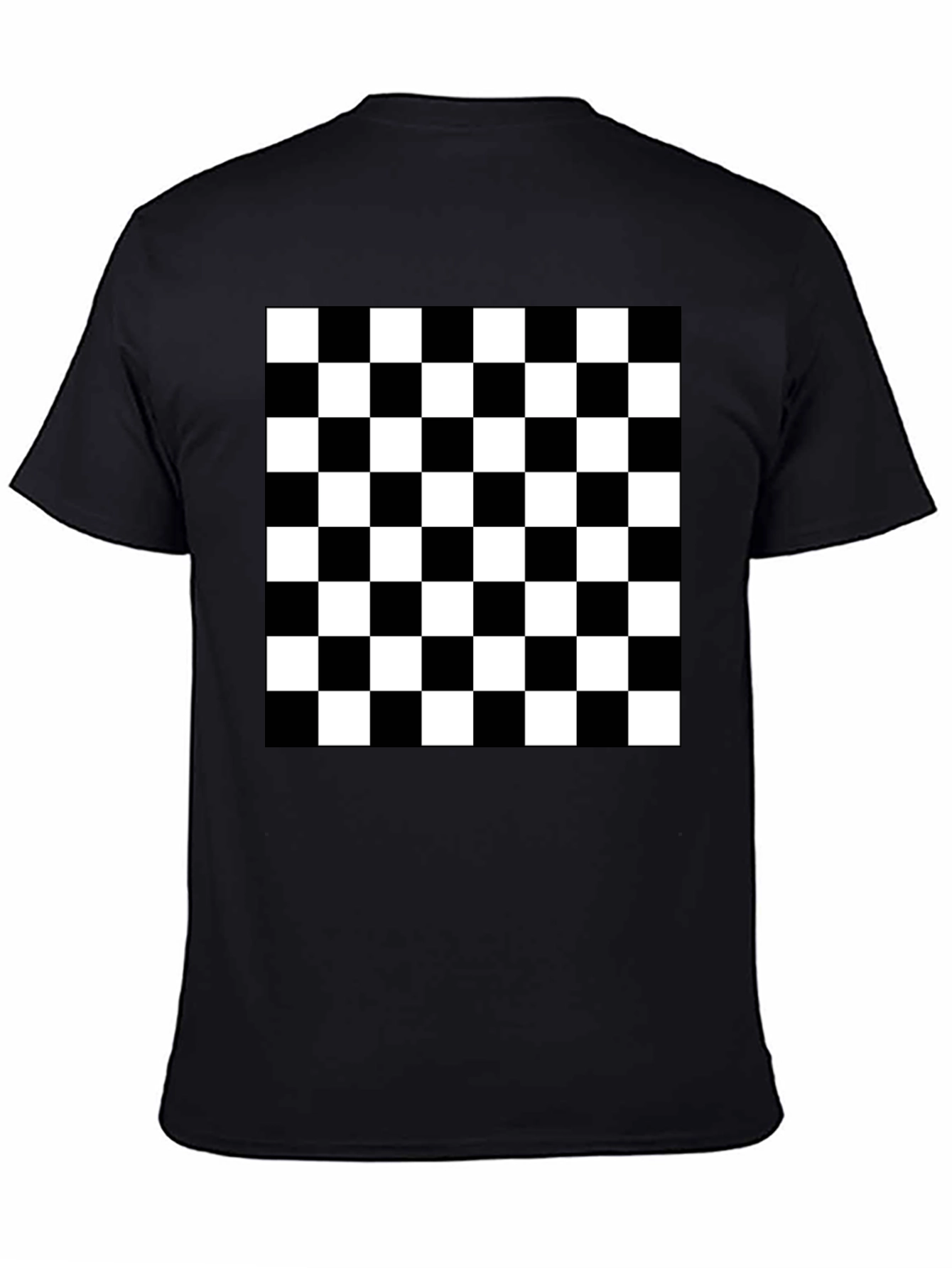 Black Checkered Pattern T-Shirt view 4