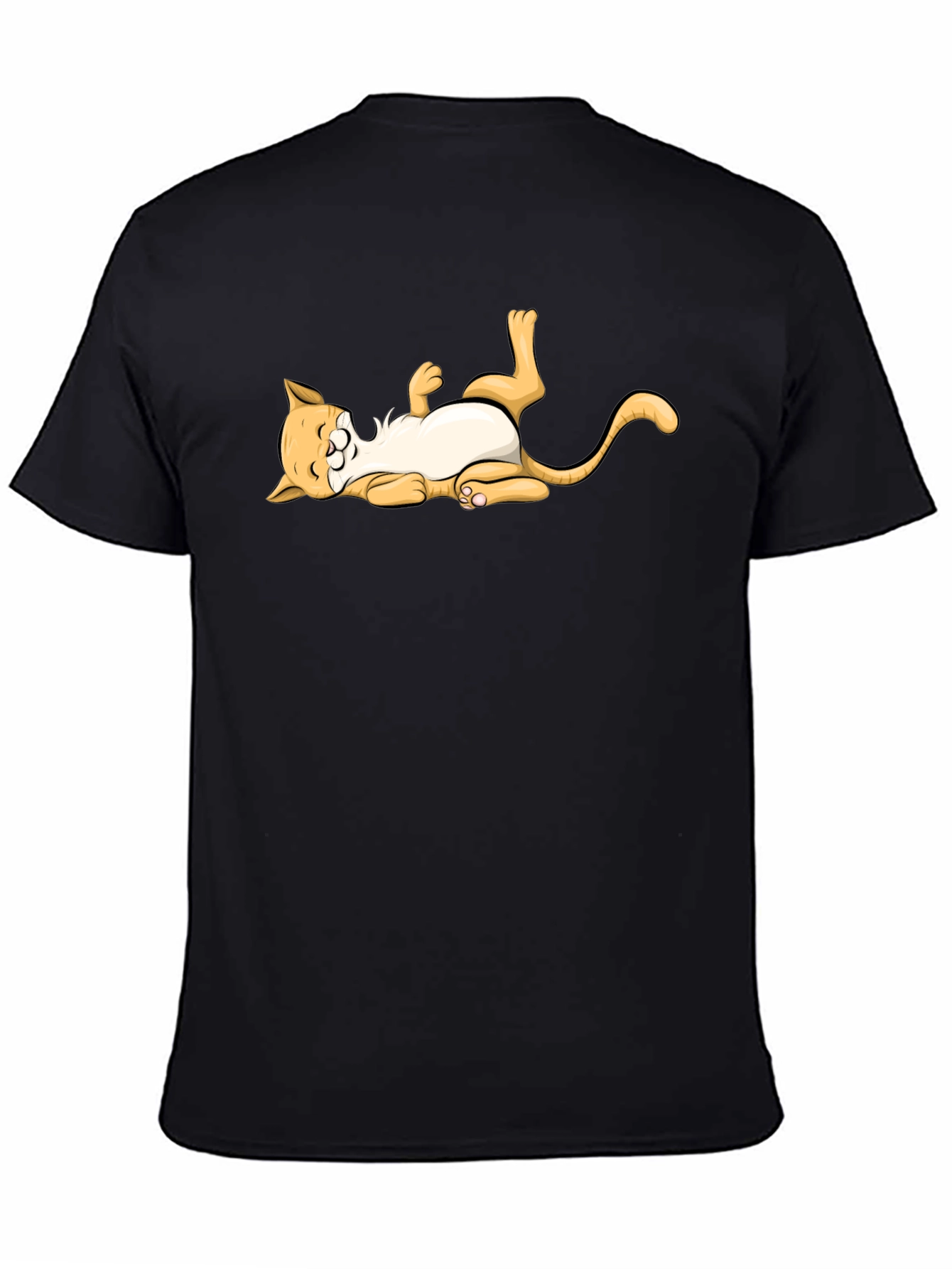 Black Funny Cat Graphic T-Shirt - Black view 4