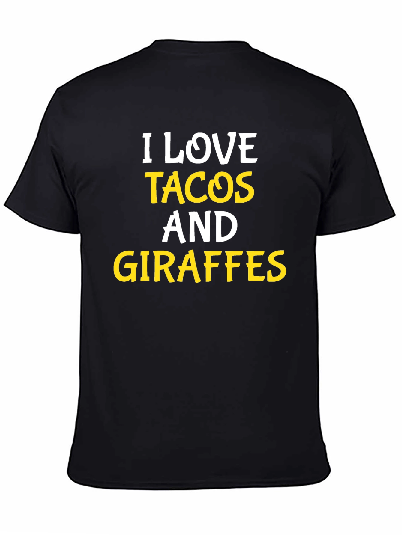Black I Love Tacos and Giraffes Black Graphic T-Shirt view 4
