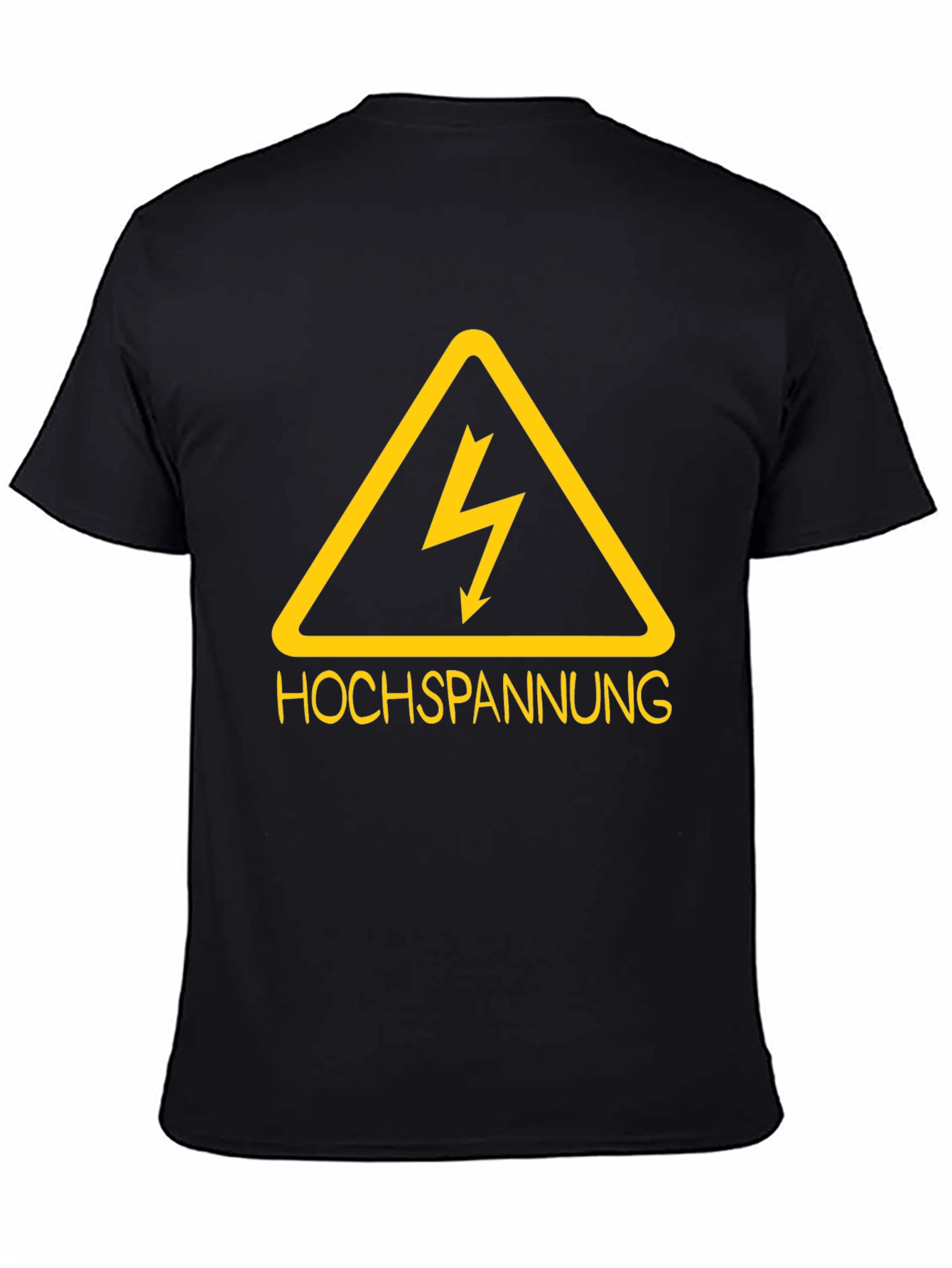 Black High Voltage Warning T-Shirt - Black Cotton Tee view 4