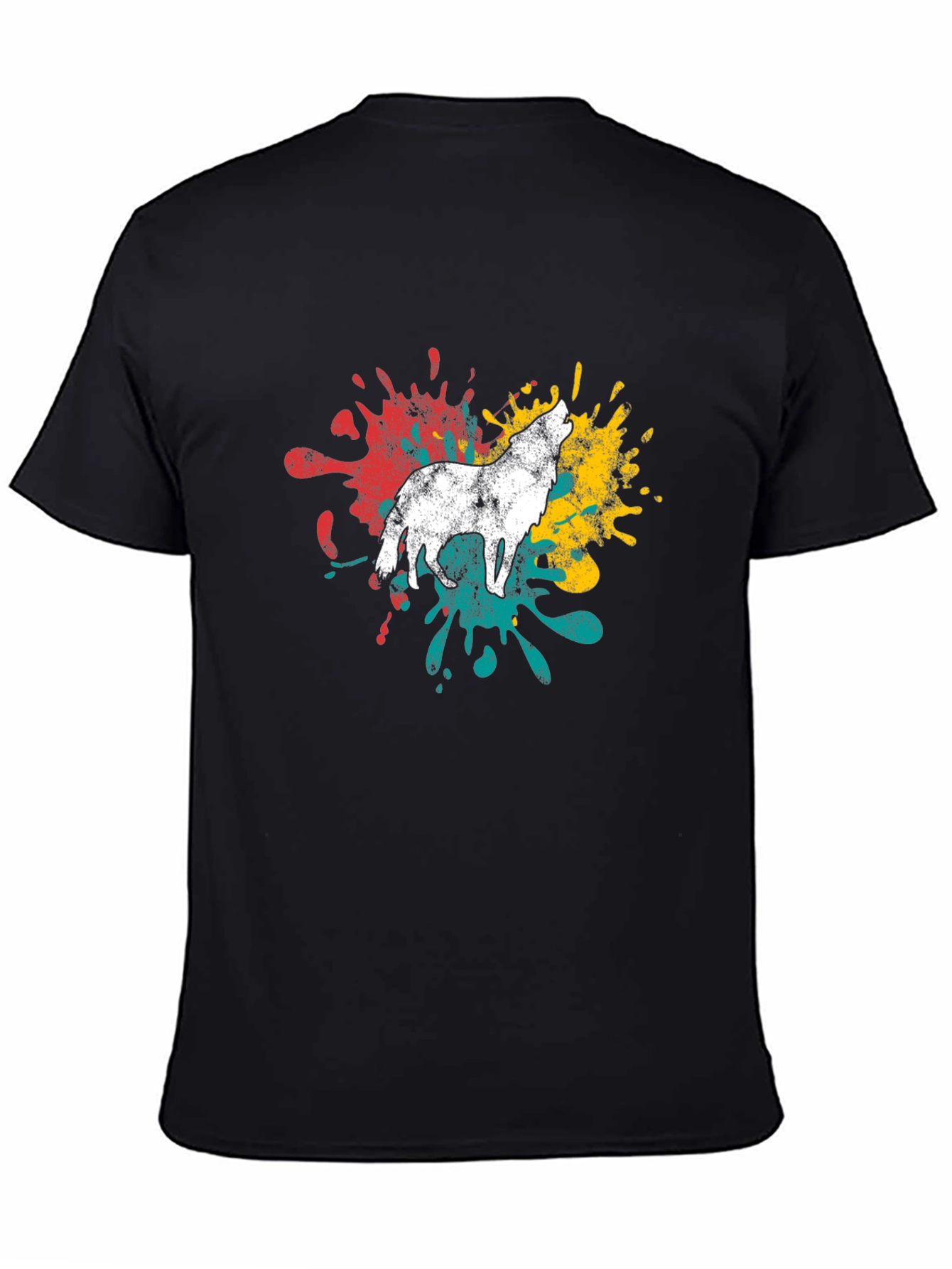 Black Wolf Splash T-Shirt - Men's Graphic Tee view 4