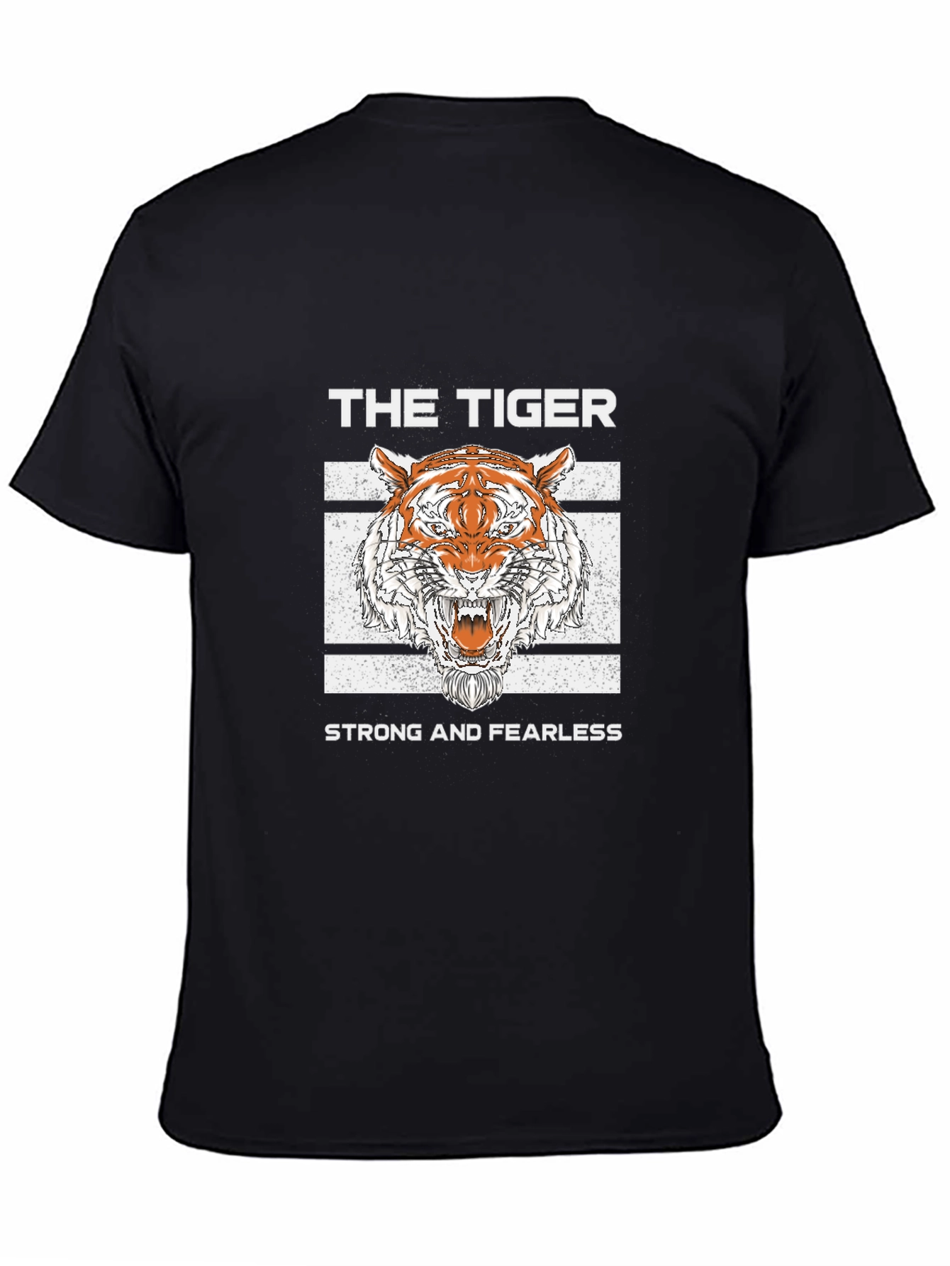 Black The Tiger T-Shirt - Strong and Fearless Graphic Tee view 4
