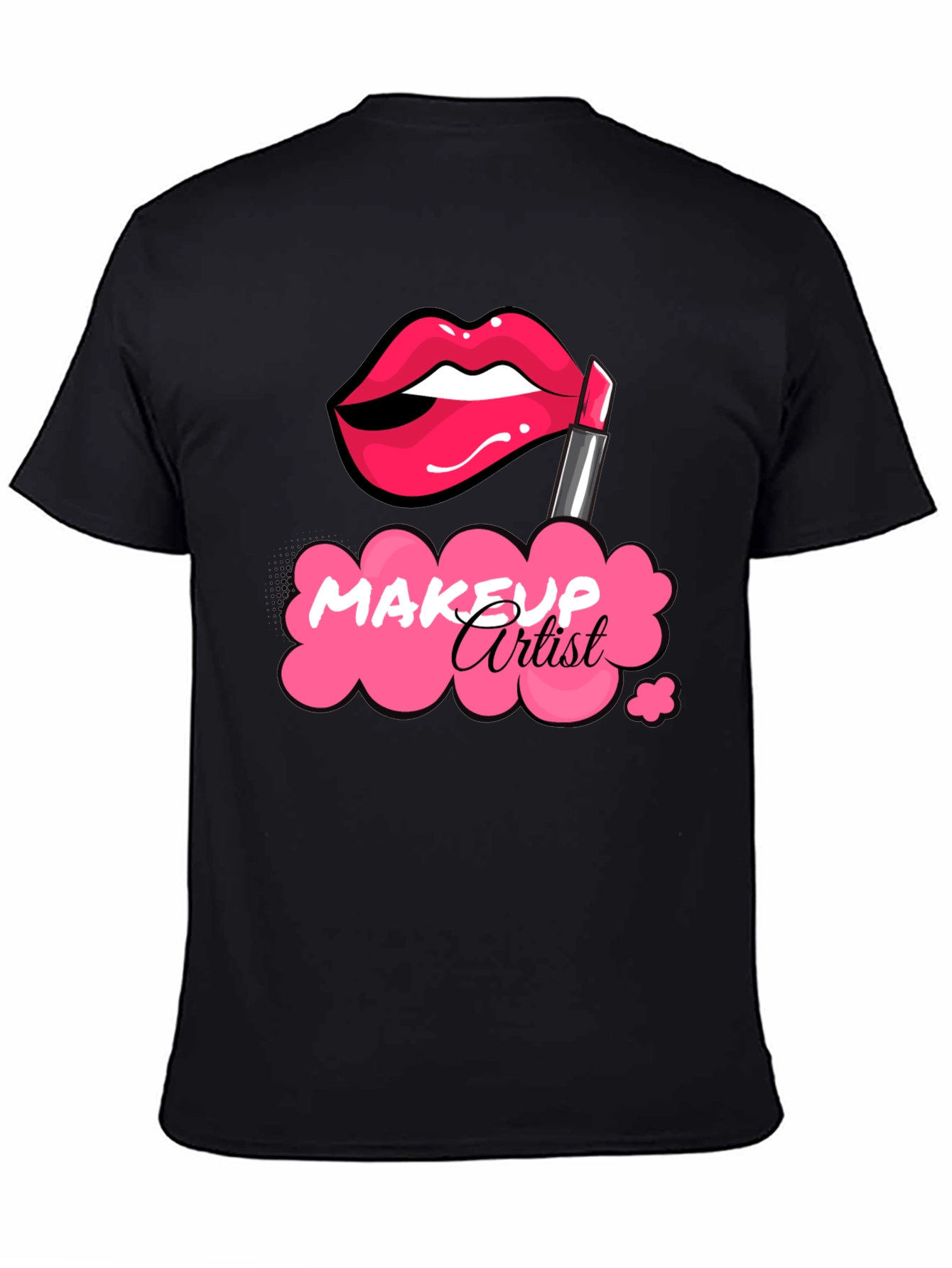 Black Makeup Artist T-Shirt - Lipstick Graphic Tee view 4