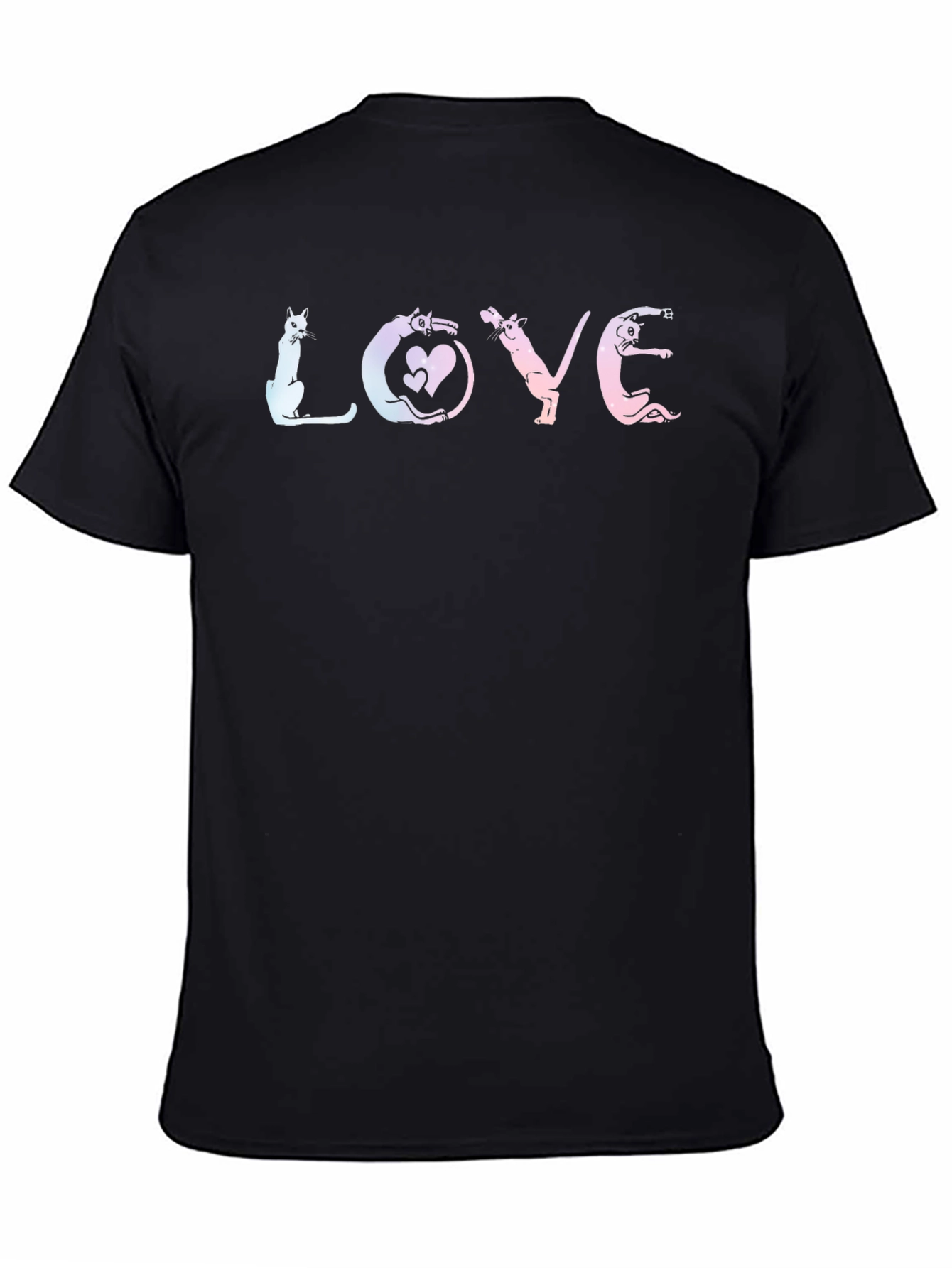 Black Cat LOVE Graphic Tee - Unisex Cotton T-Shirt view 4