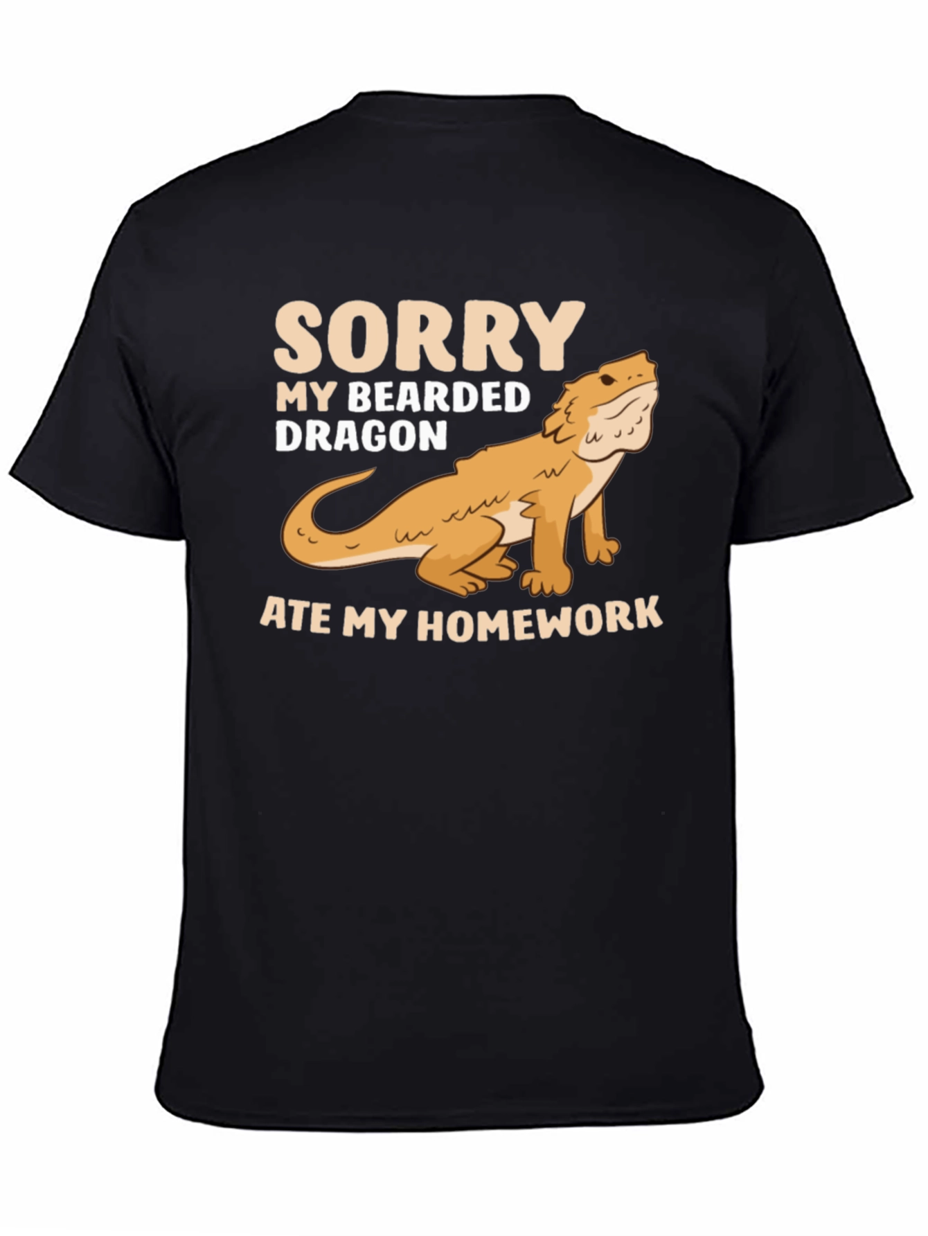 Black Bearded Dragon Ate My Homework Black T-Shirt view 4