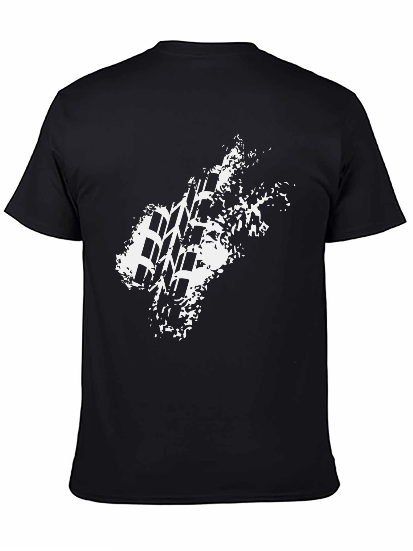 Black Men's Black T-Shirt with Tire Track Graphic view 4