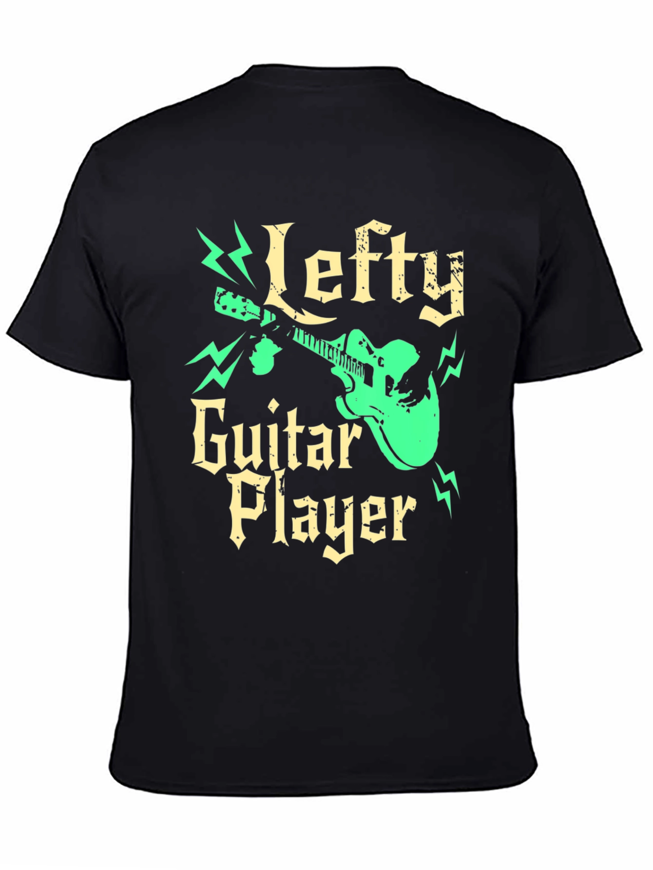 Black Lefty Guitar Player Black Graphic Tee view 4