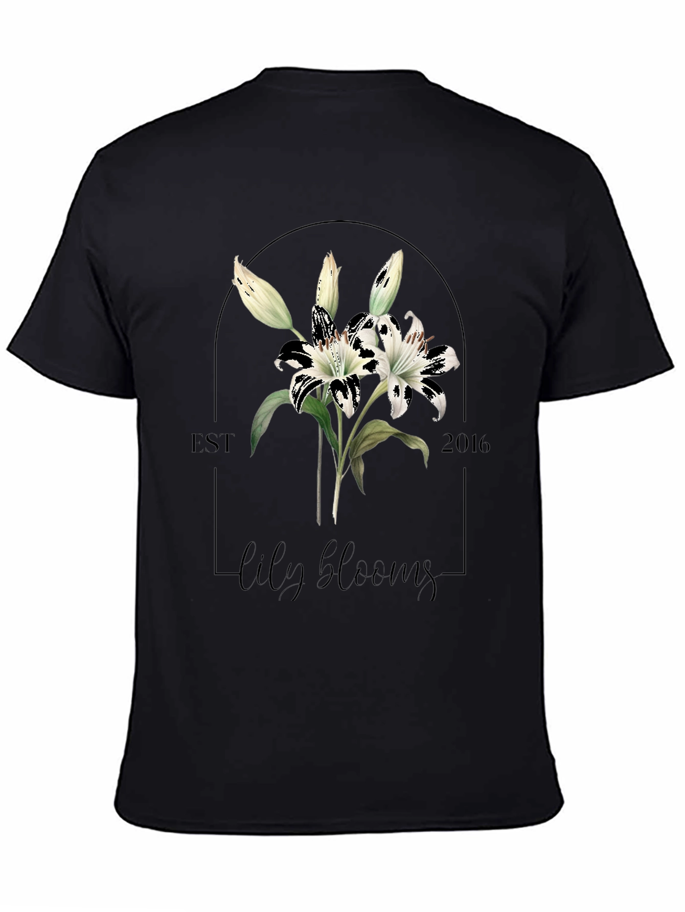 Black Lily Blooms Graphic Tee - Black view 4