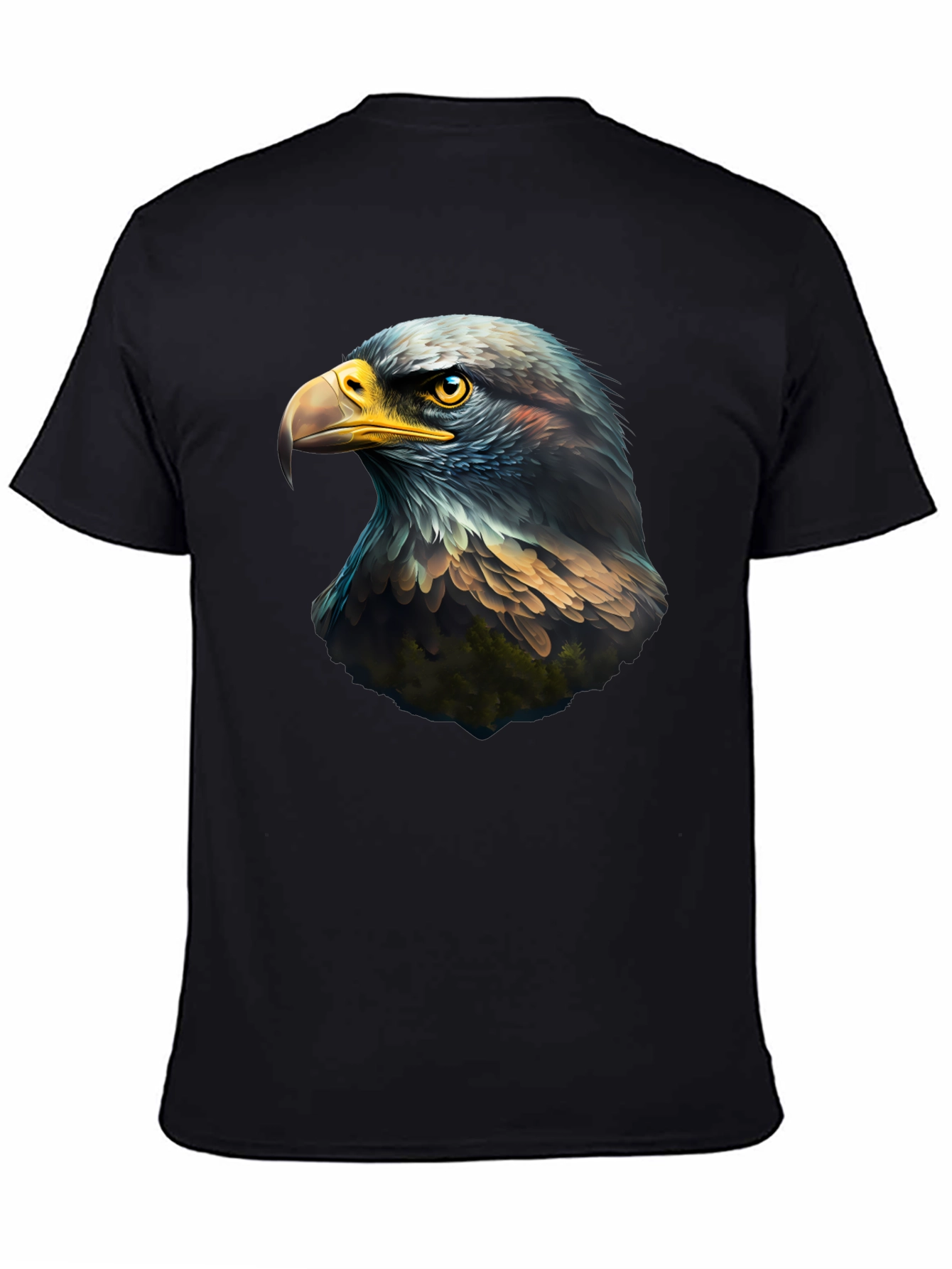 Black Eagle Head Graphic Black T-Shirt view 4