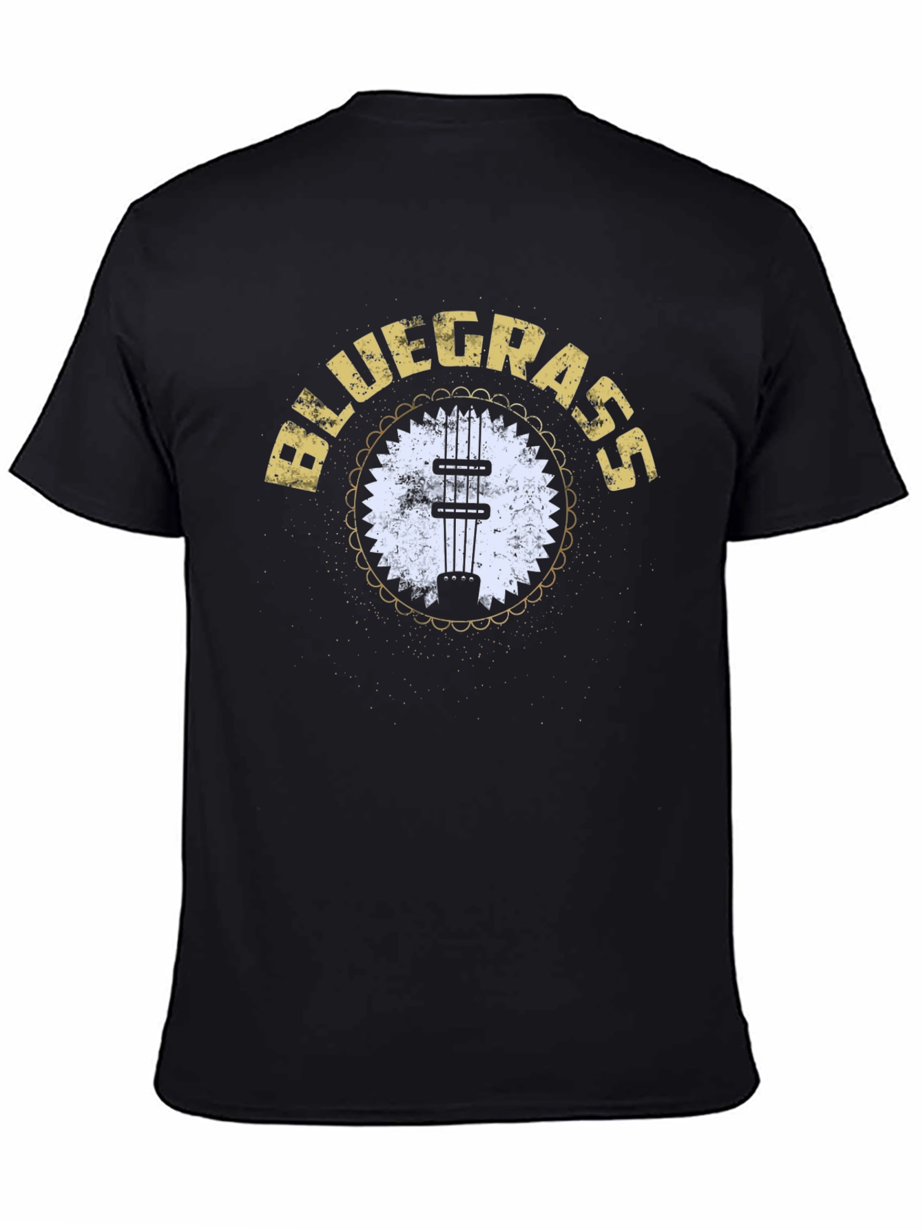 Black Bluegrass Mandolin Black T-Shirt view 4