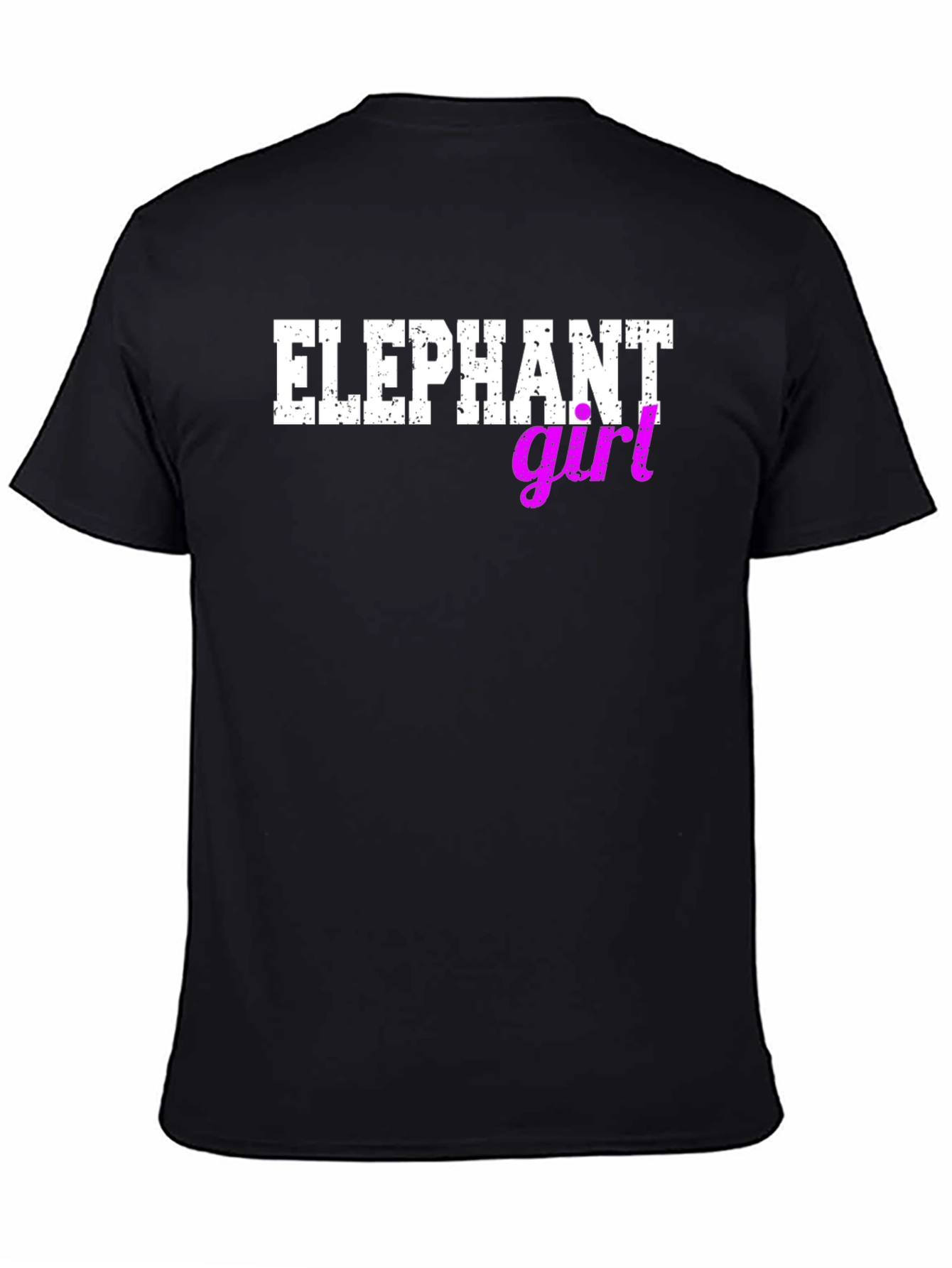 Black Elephant Girl Graphic Tee - Novelty Print Black T-Shirt view 4