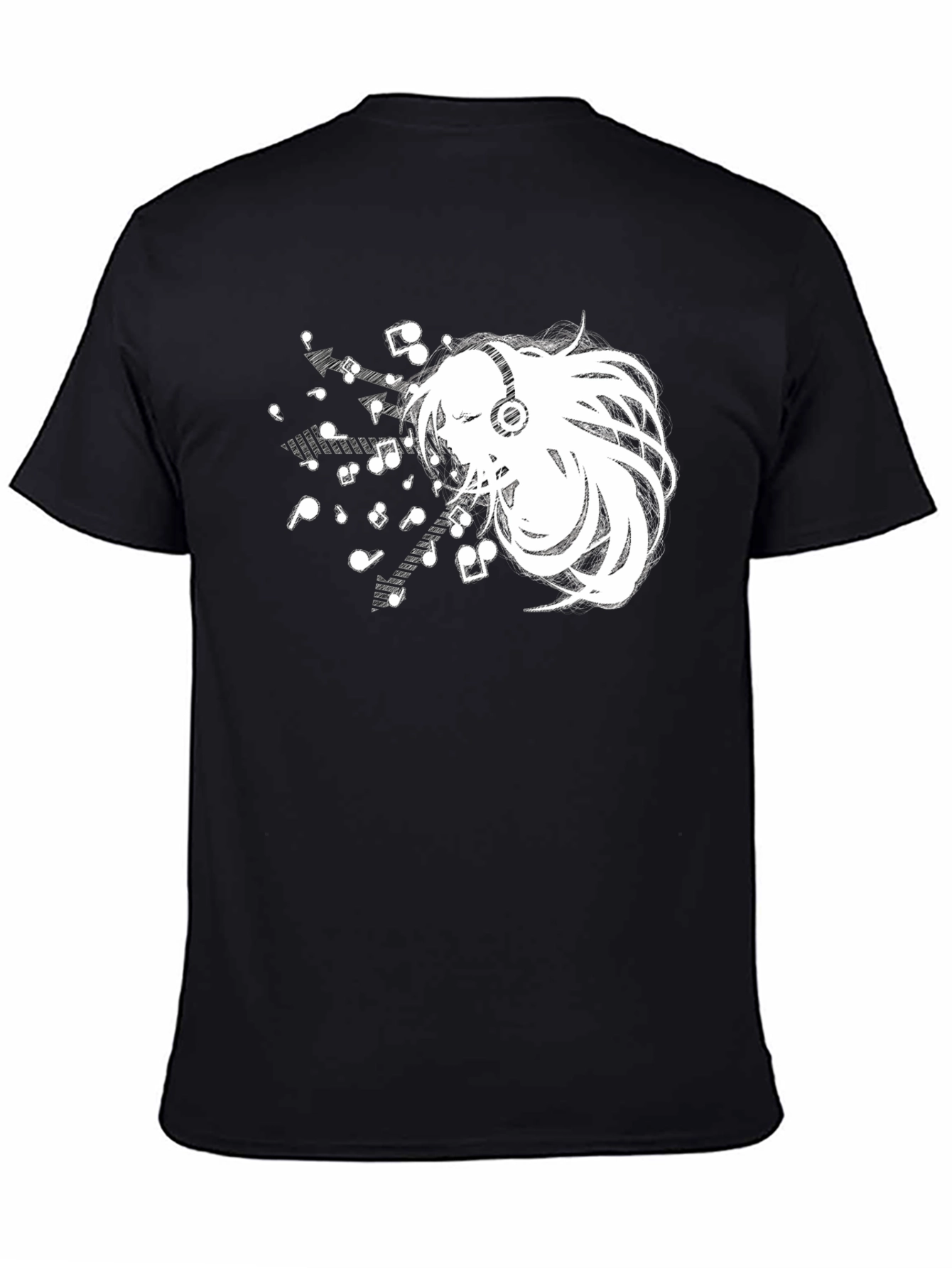 Black Anime Music Lover Black T-Shirt view 4