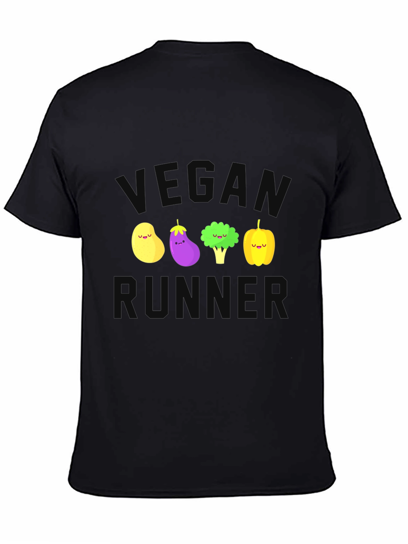 Black Vegan Runner T-Shirt - Cute Vegetable Design view 4