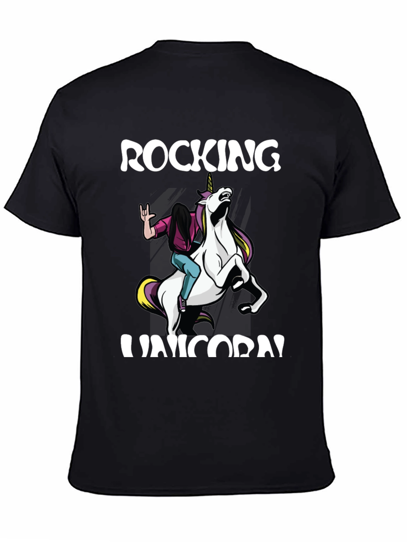 Black Rocking Unicorn Graphic Tee view 4
