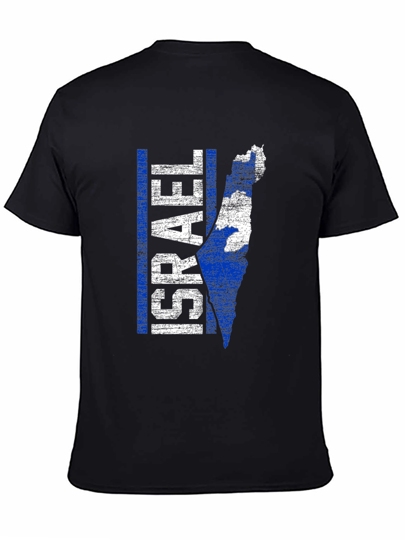 Israel Map Graphic T-Shirt - Blue & White Print - 4