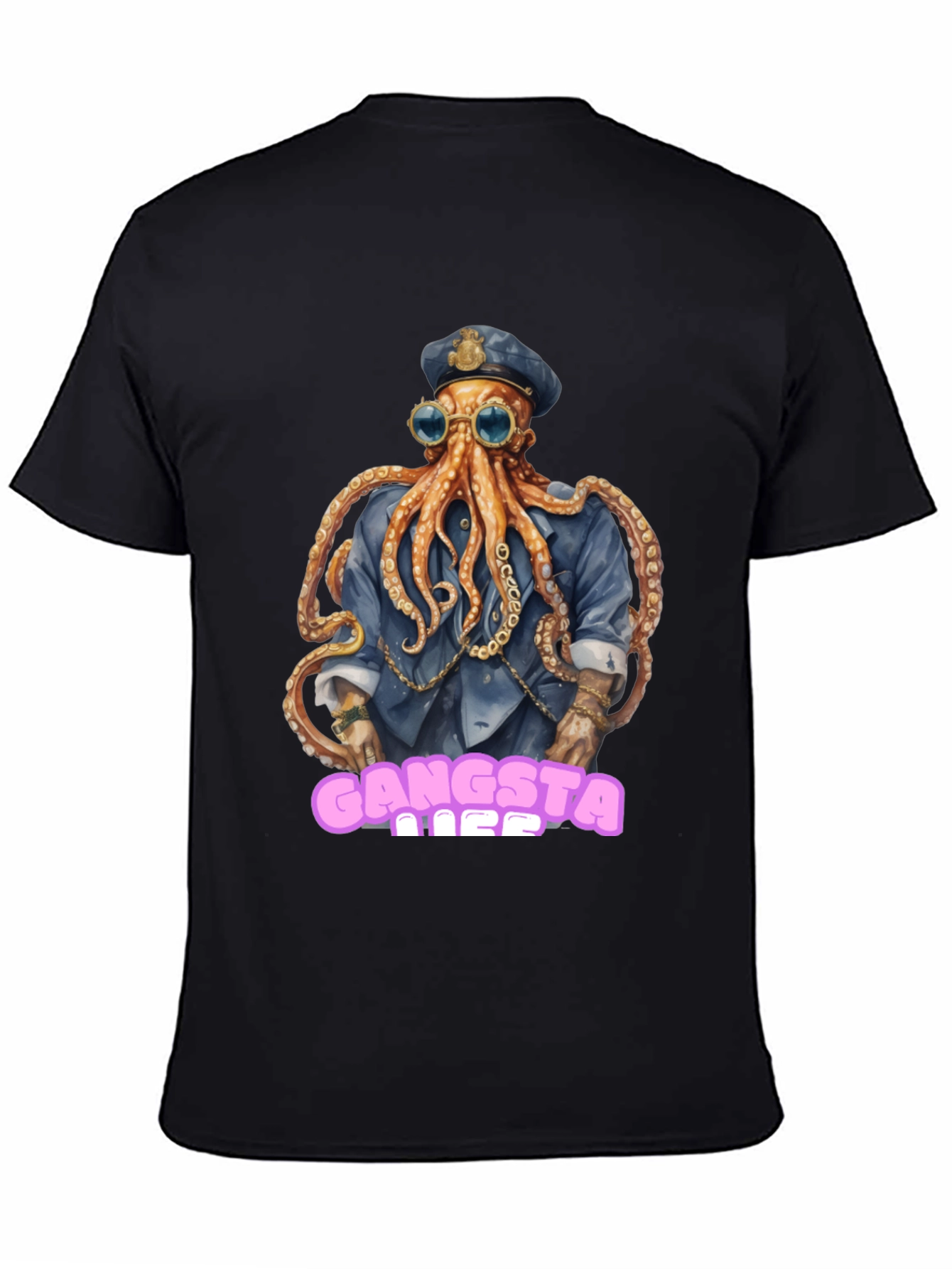 Black Gangsta Octopus T-Shirt view 4
