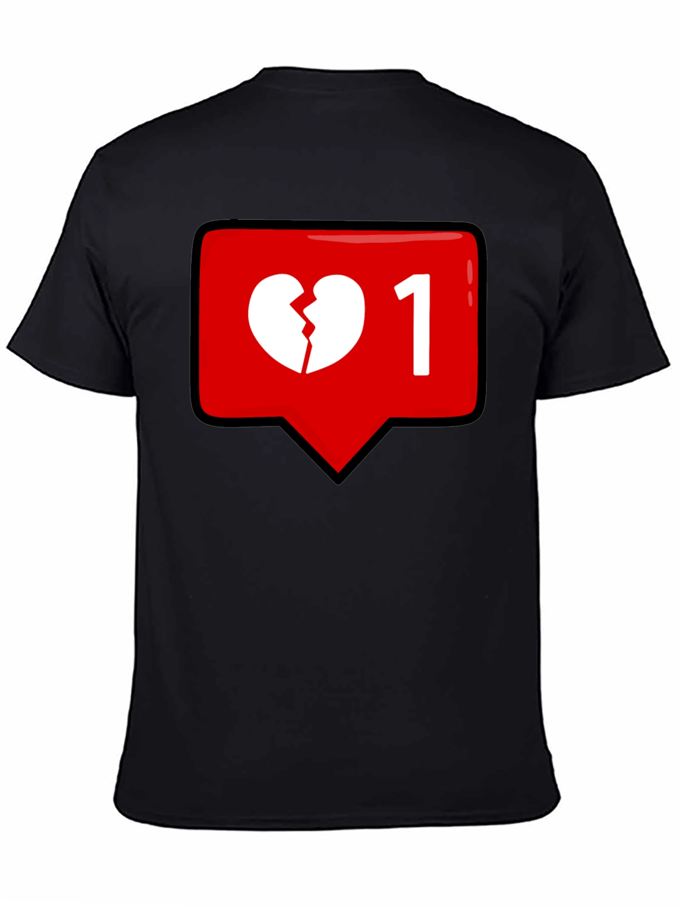 Black Broken Heart Single Like Black T-Shirt view 4