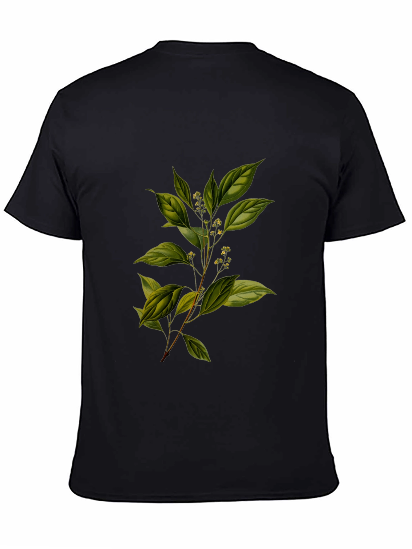 Black Botanical Print Black T-Shirt view 4