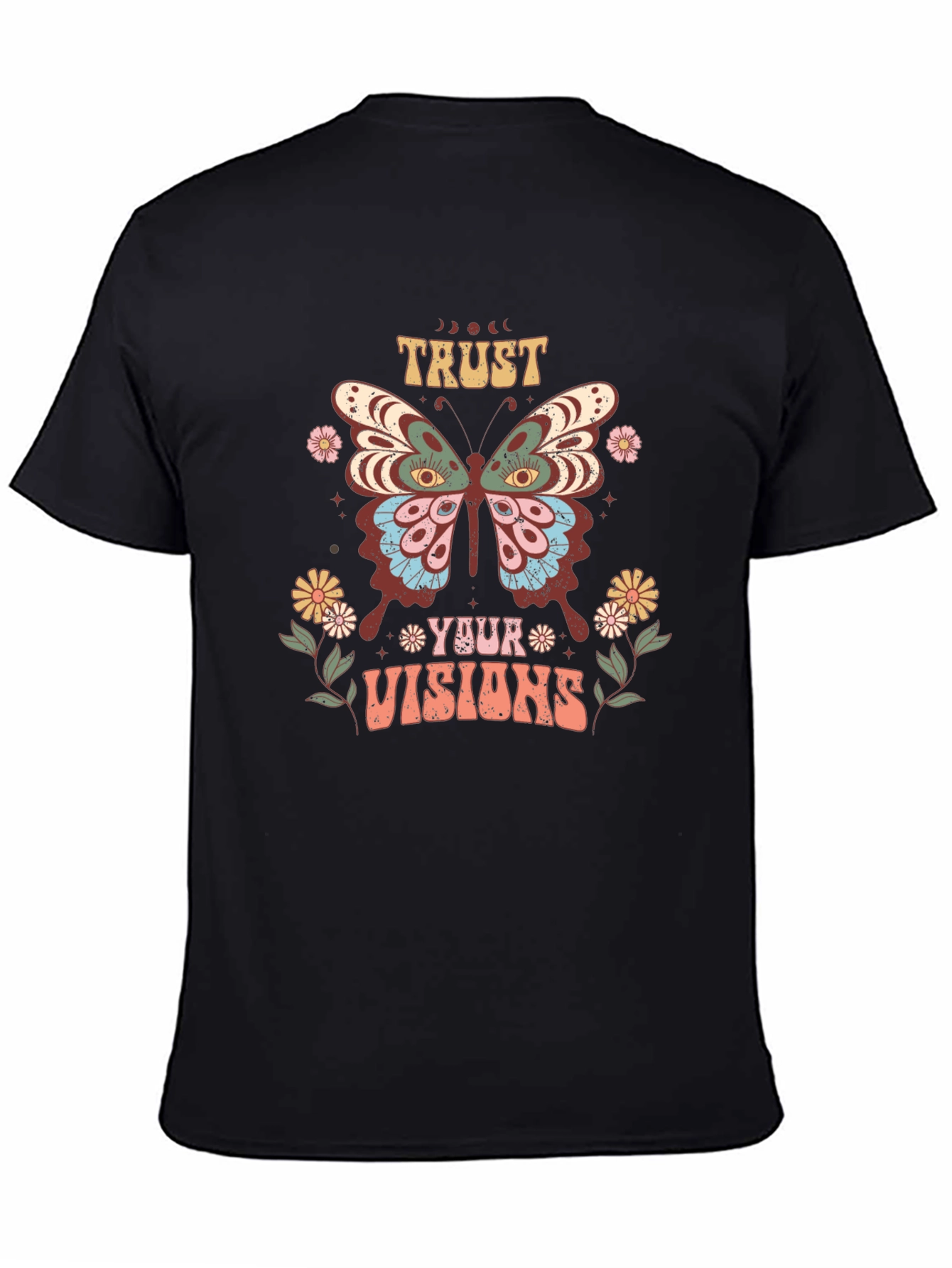 Black Trust Your Visions Butterfly Graphic T-Shirt view 4
