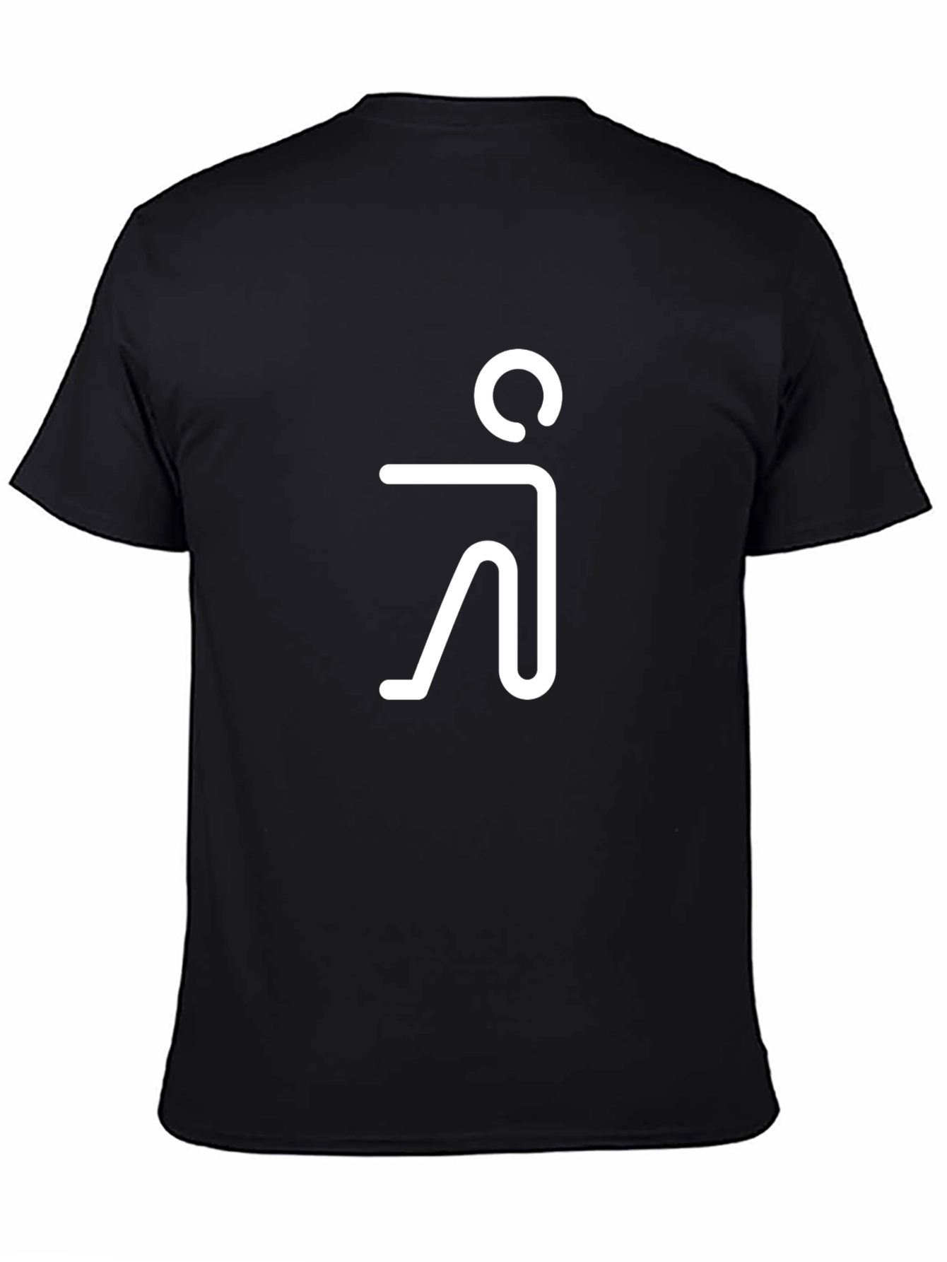 Black Minimalist Human Figure Graphic Tee - Black Cotton Blend view 4