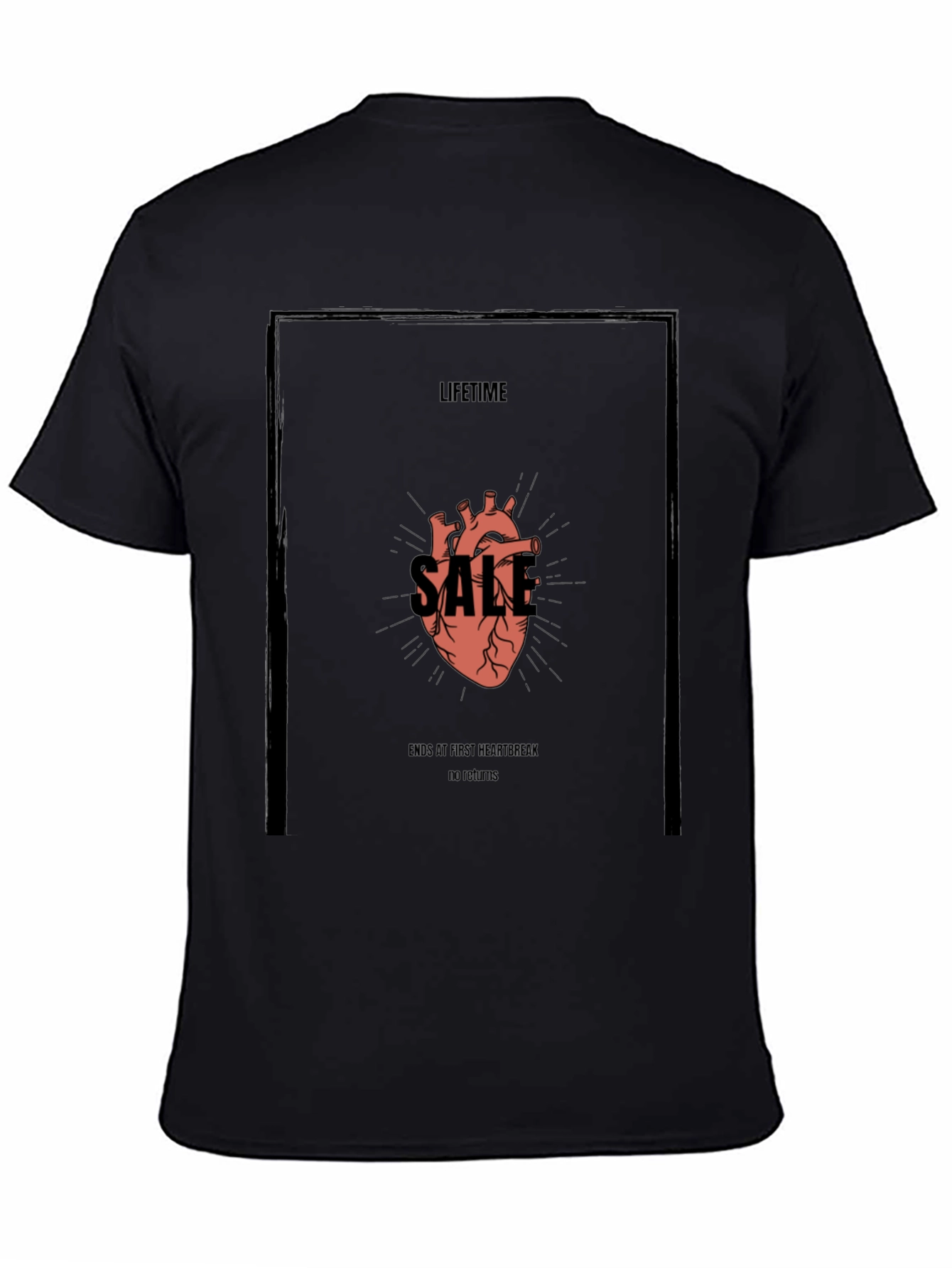 Black Lifetime Sale Heart Graphic Tee view 4