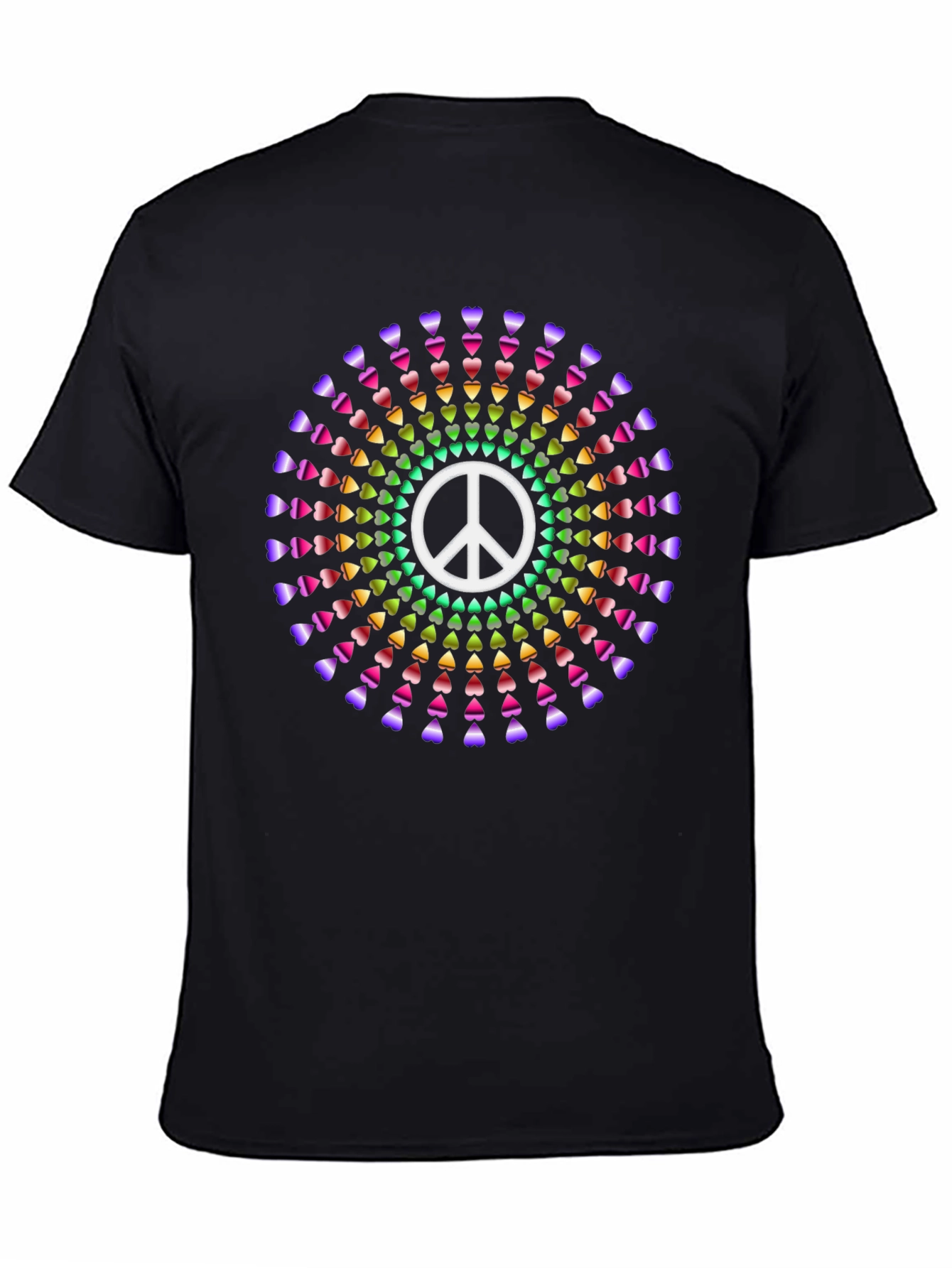 Black Peace Sign Heart Rainbow T-Shirt view 4